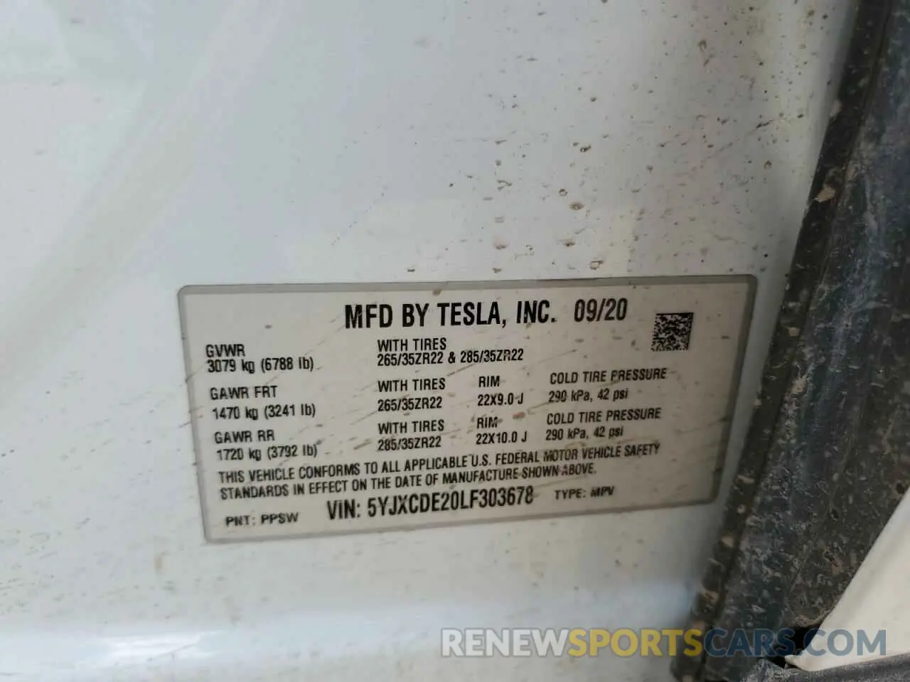 12 Фотография поврежденного автомобиля 5YJXCDE20LF303678 TESLA MODEL X 2020