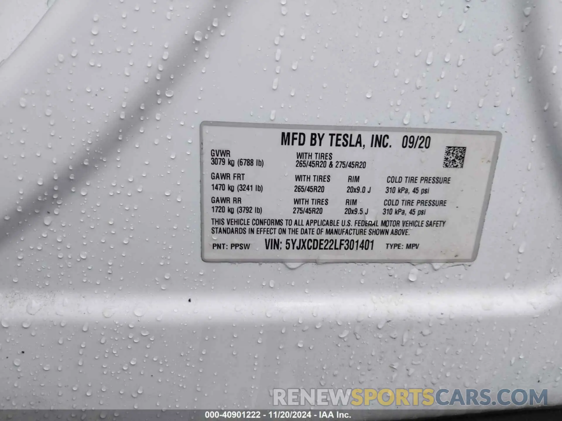 9 Photograph of a damaged car 5YJXCDE22LF301401 TESLA MODEL X 2020