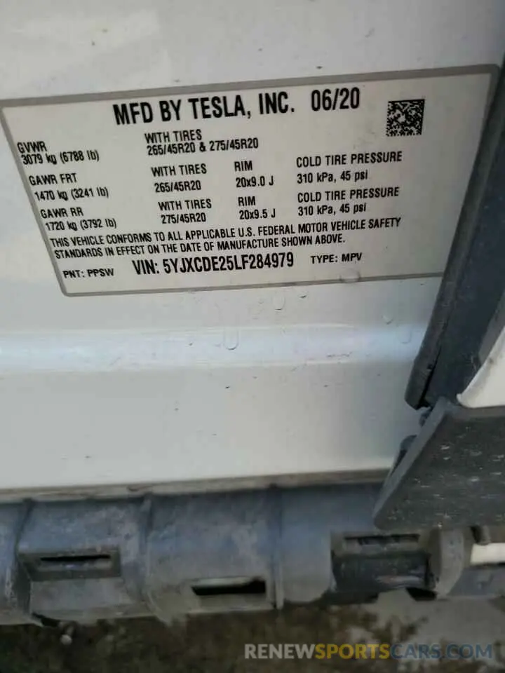 14 Фотография поврежденного автомобиля 5YJXCDE25LF284979 TESLA MODEL X 2020