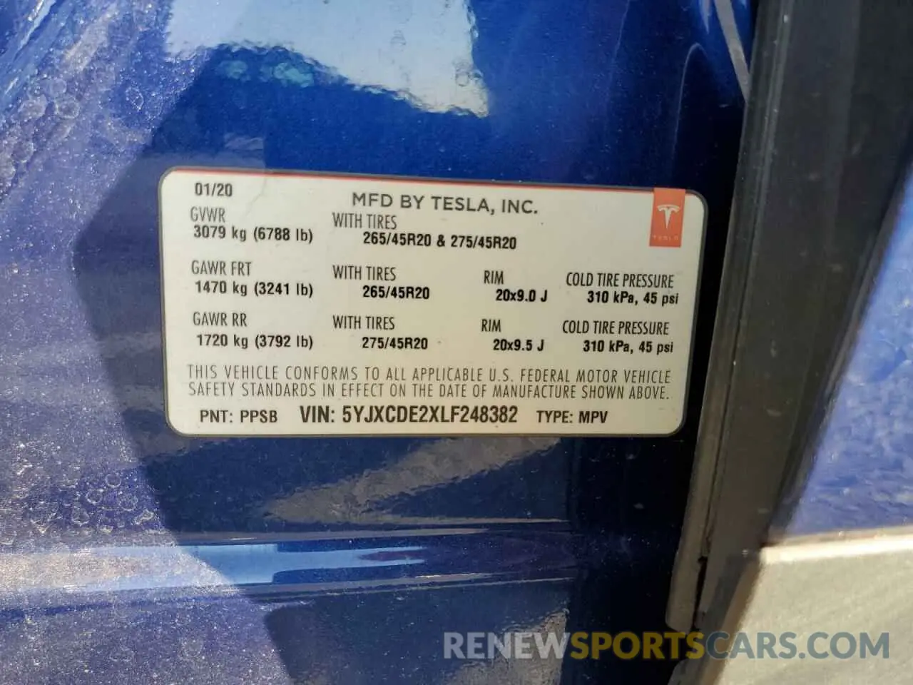 14 Фотография поврежденного автомобиля 5YJXCDE2XLF248382 TESLA MODEL X 2020