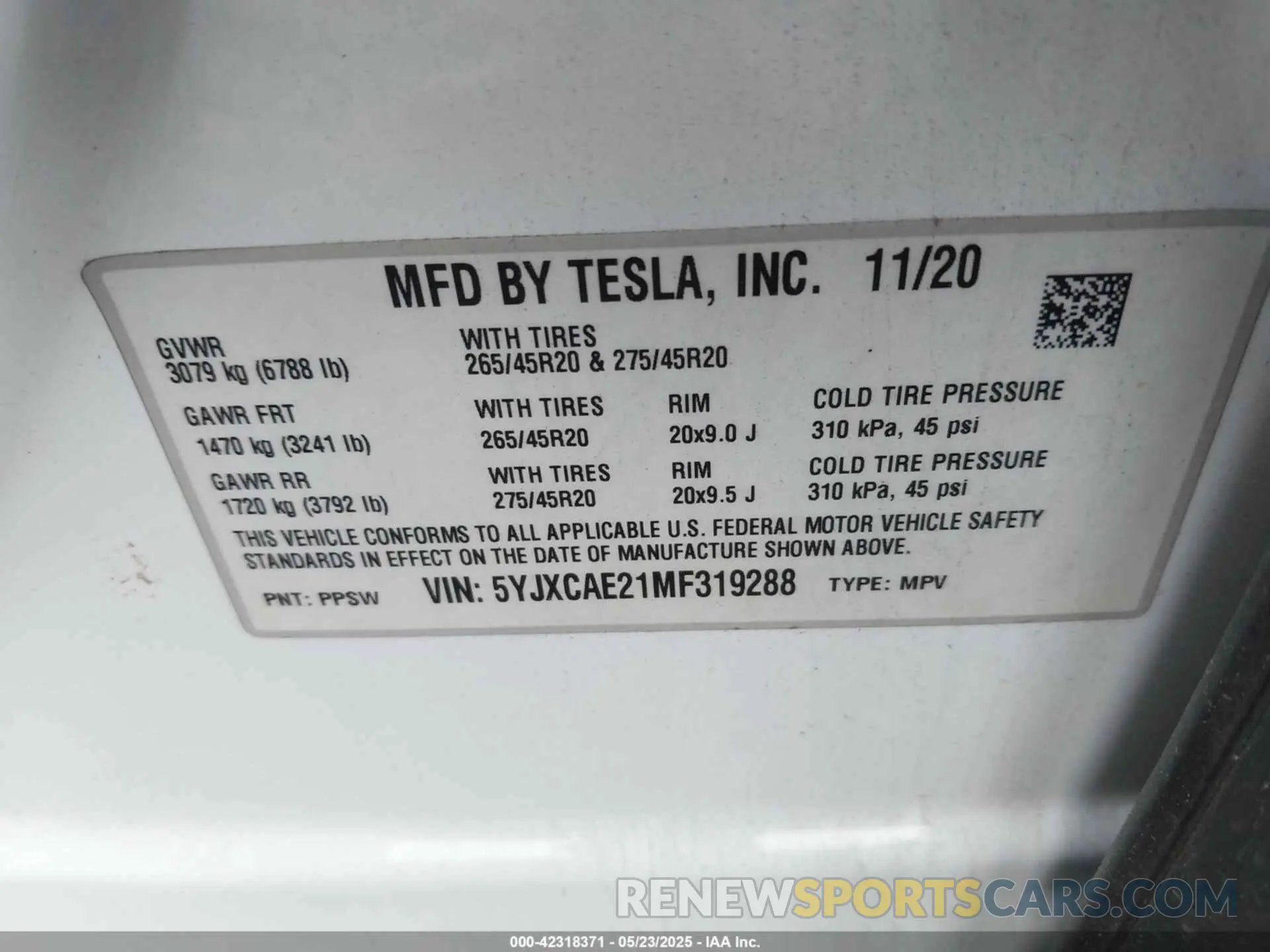9 Photograph of a damaged car 5YJXCAE21MF319288 TESLA MODEL X 2021
