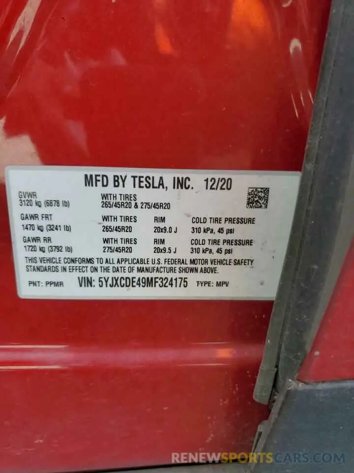 13 Photograph of a damaged car 5YJXCDE49MF324175 TESLA MODEL X 2021