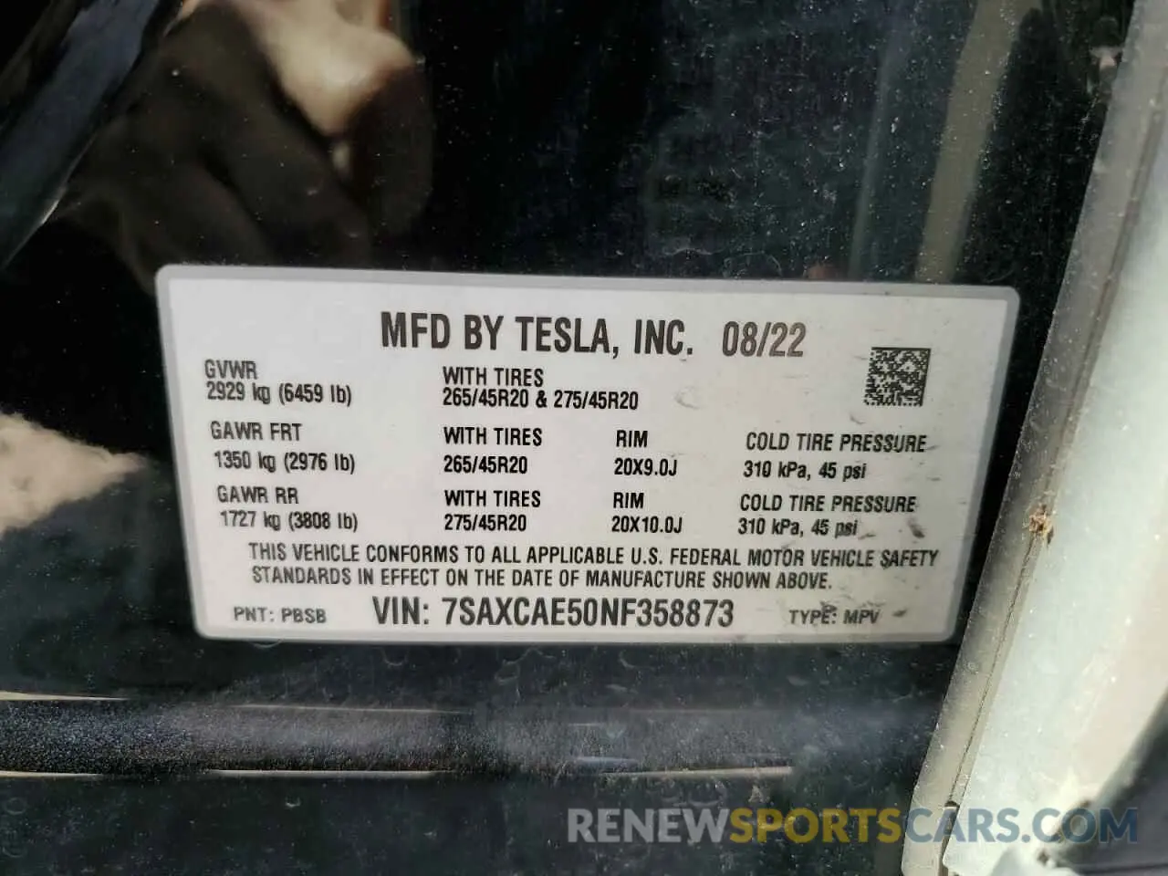 14 Photograph of a damaged car 7SAXCAE50NF358873 TESLA MODEL X 2022
