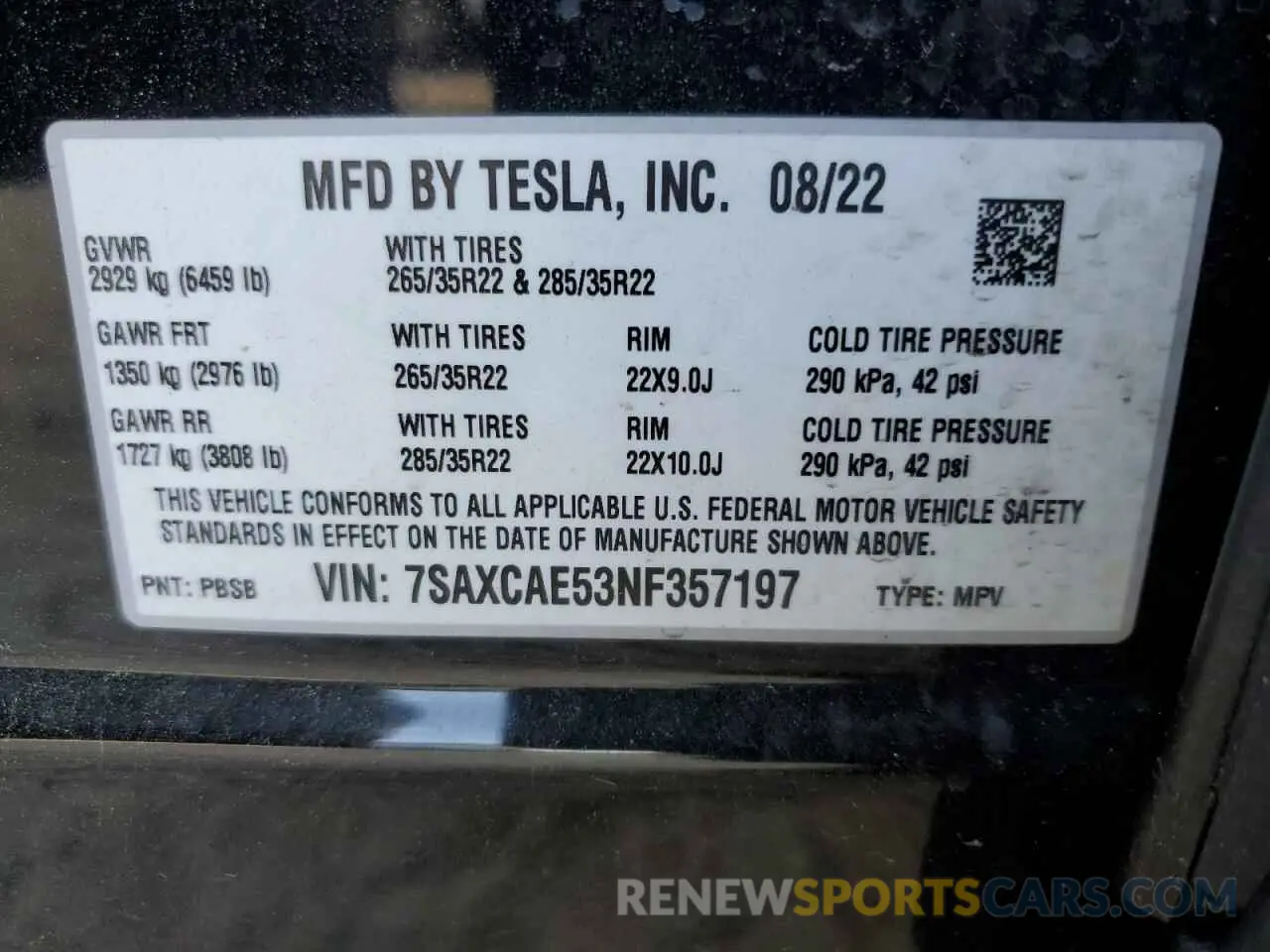 14 Photograph of a damaged car 7SAXCAE53NF357197 TESLA MODEL X 2022