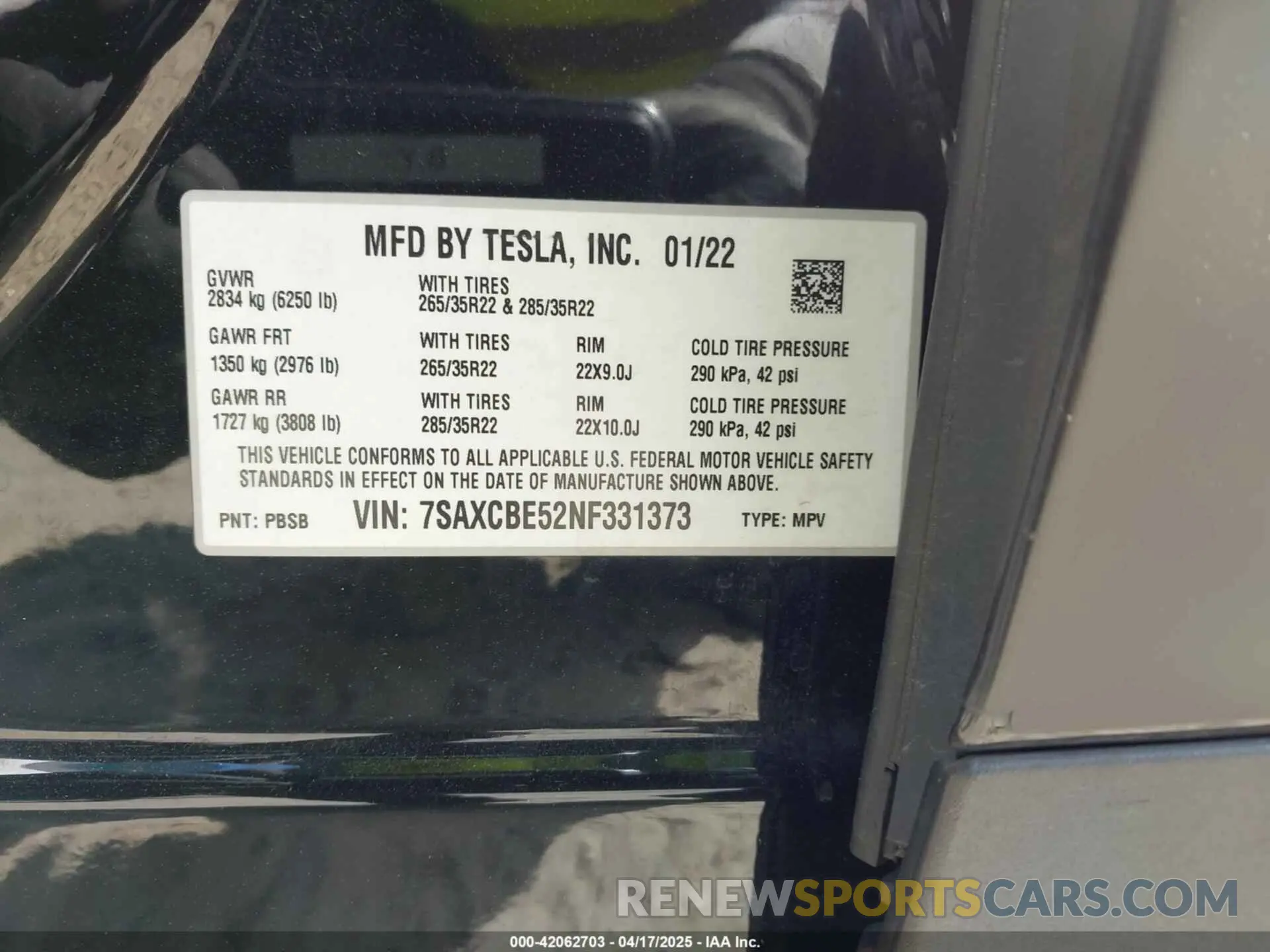 9 Фотография поврежденного автомобиля 7SAXCBE52NF331373 TESLA MODEL X 2022