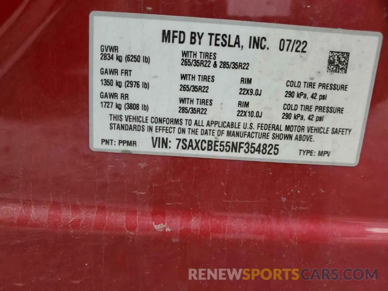 12 Photograph of a damaged car 7SAXCBE55NF354825 TESLA MODEL X 2022