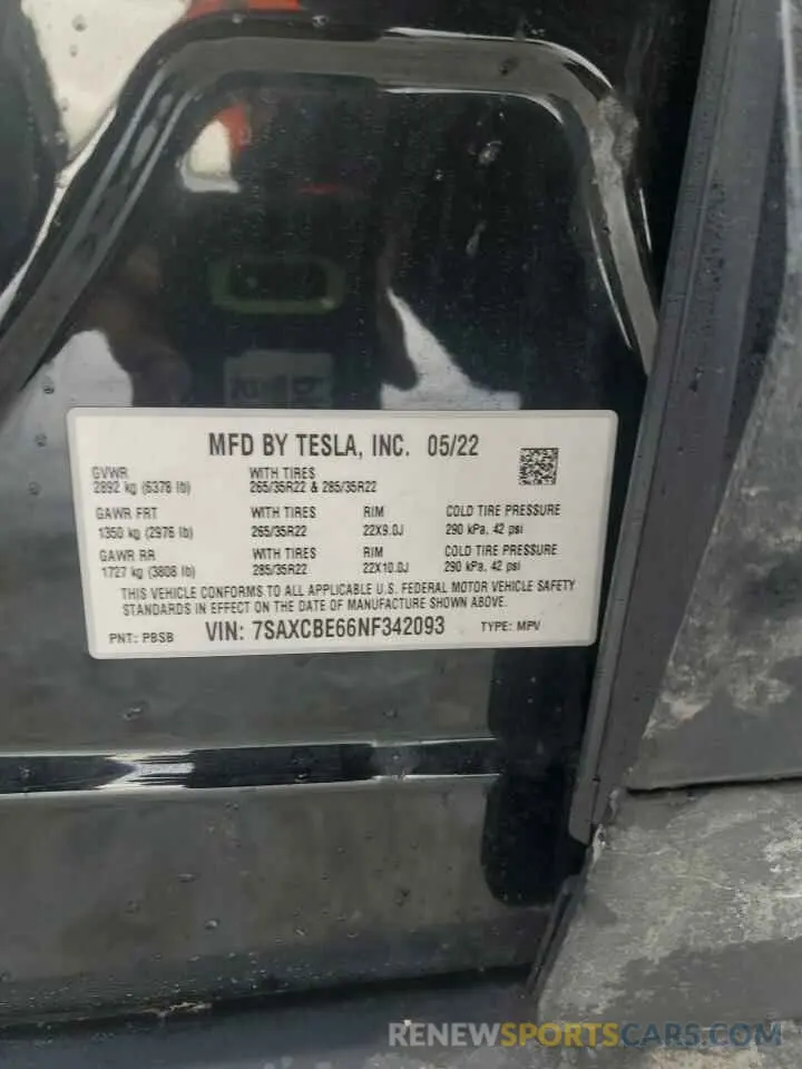 13 Photograph of a damaged car 7SAXCBE66NF342093 TESLA MODEL X 2022