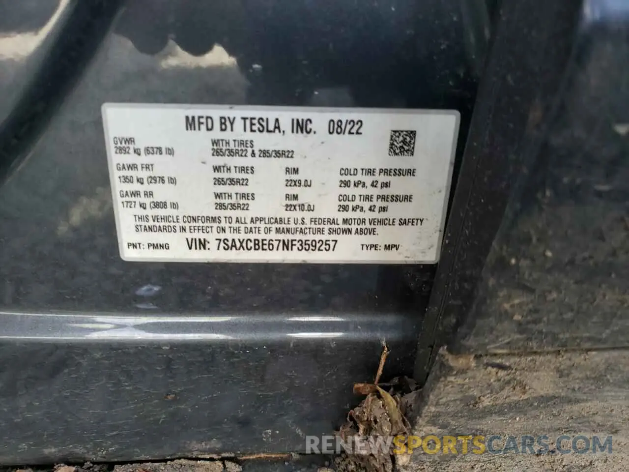 13 Photograph of a damaged car 7SAXCBE67NF359257 TESLA MODEL X 2022