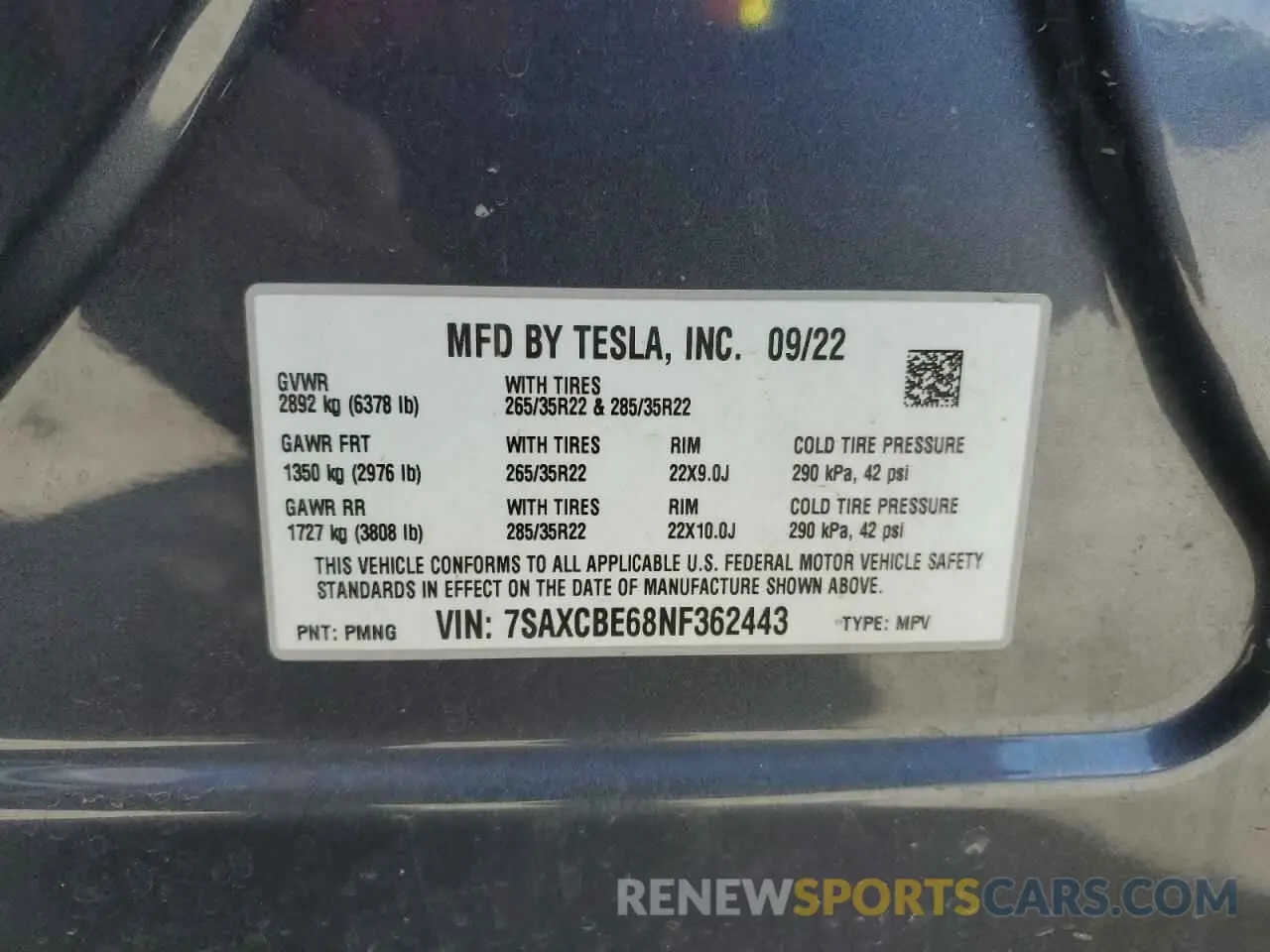 16 Фотография поврежденного автомобиля 7SAXCBE68NF362443 TESLA MODEL X 2022