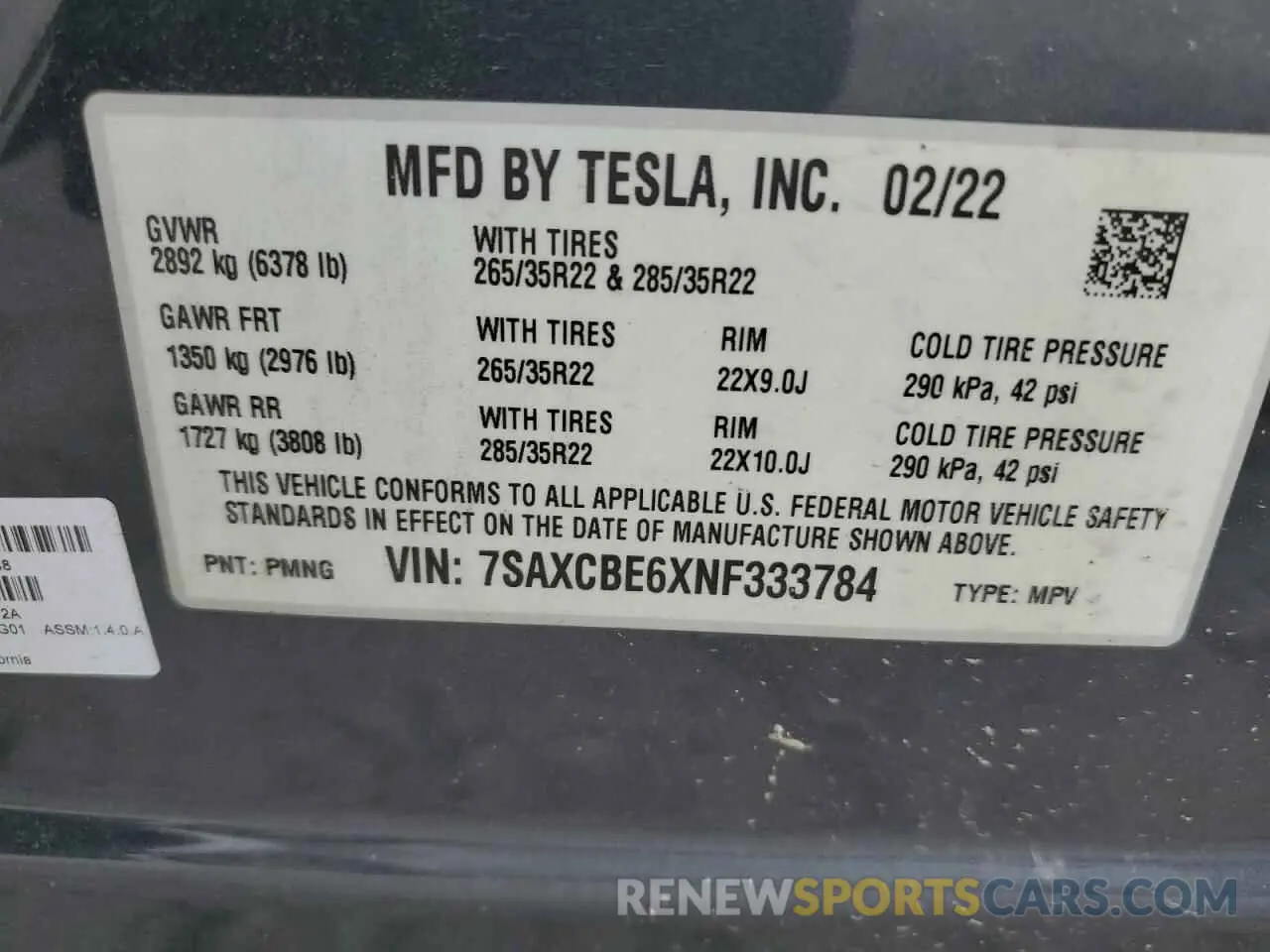 12 Photograph of a damaged car 7SAXCBE6XNF333784 TESLA MODEL X 2022