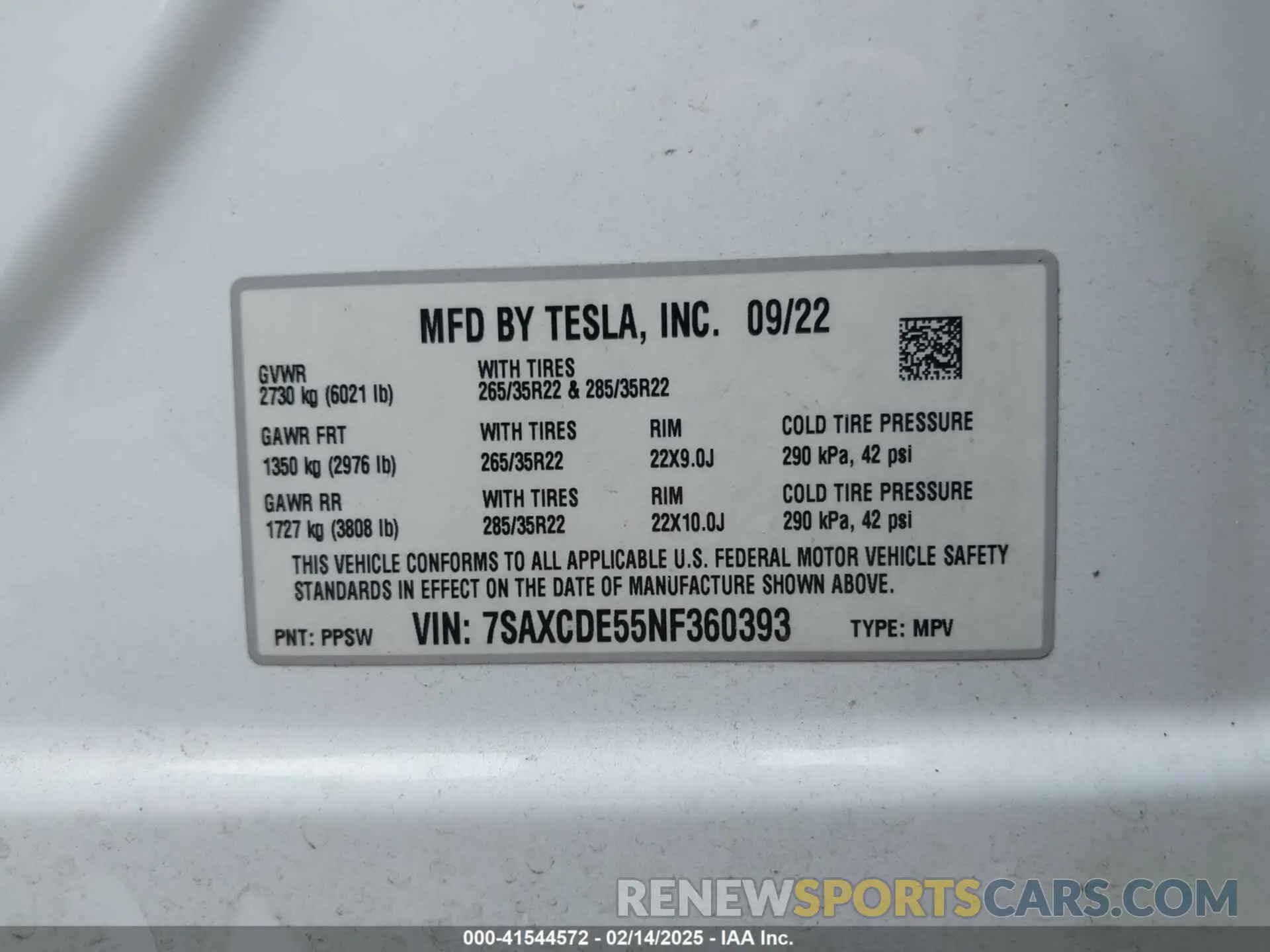 9 Photograph of a damaged car 7SAXCDE55NF360393 TESLA MODEL X 2022