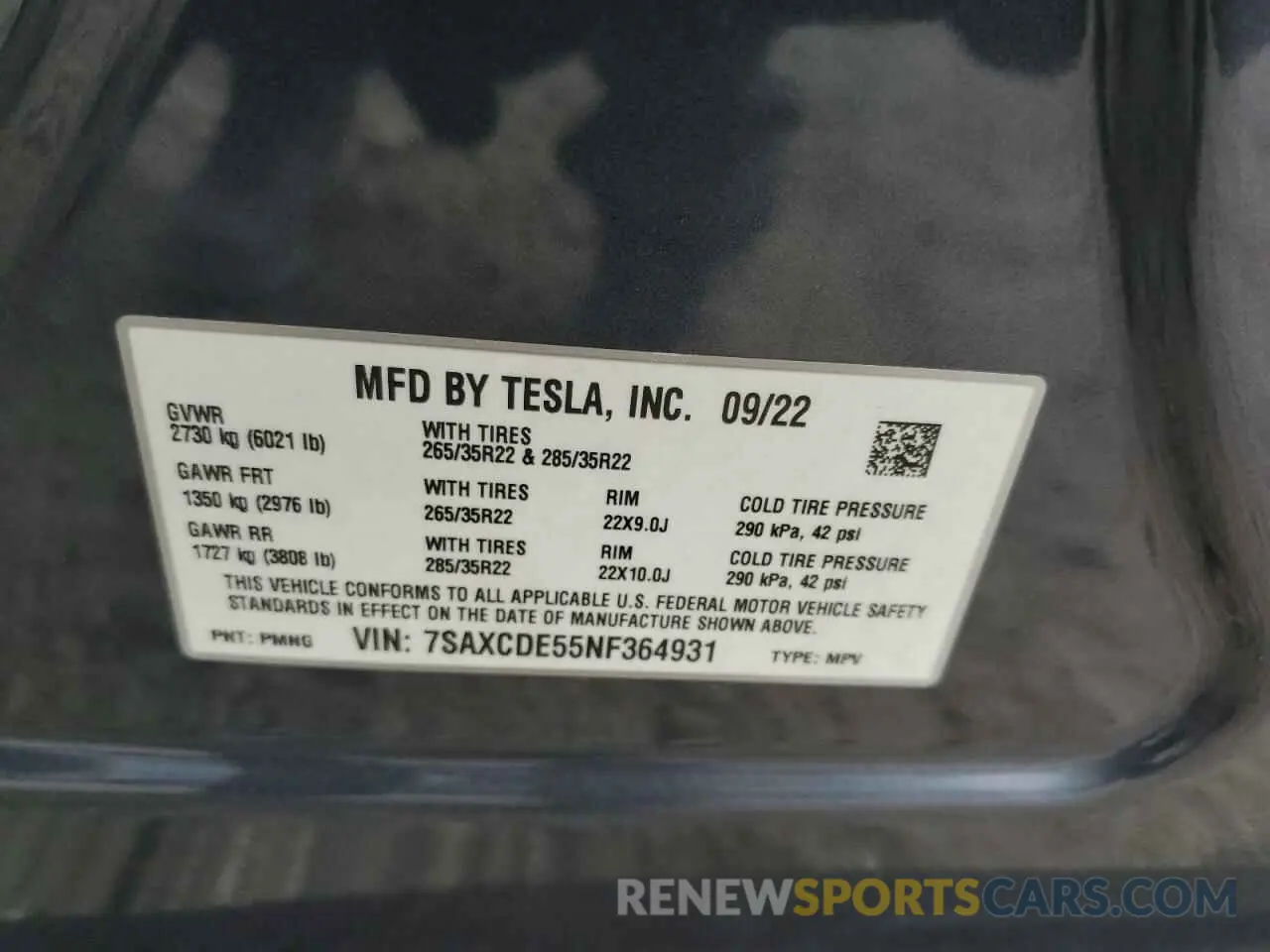 13 Photograph of a damaged car 7SAXCDE55NF364931 TESLA MODEL X 2022
