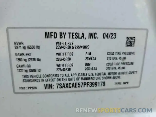 13 Photograph of a damaged car 7SAXCAE57PF399178 TESLA MODEL X 2023
