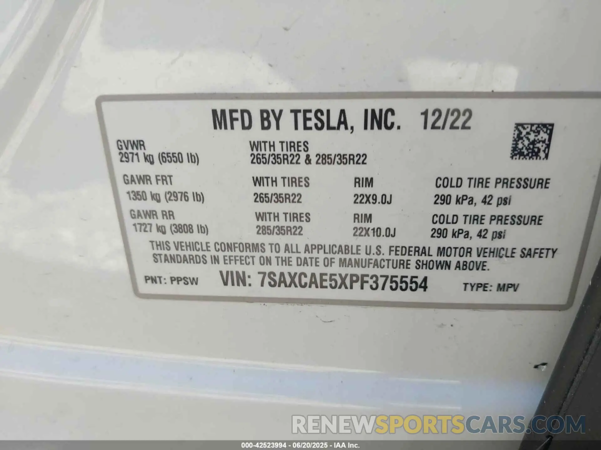 9 Фотография поврежденного автомобиля 7SAXCAE5XPF375554 TESLA MODEL X 2023