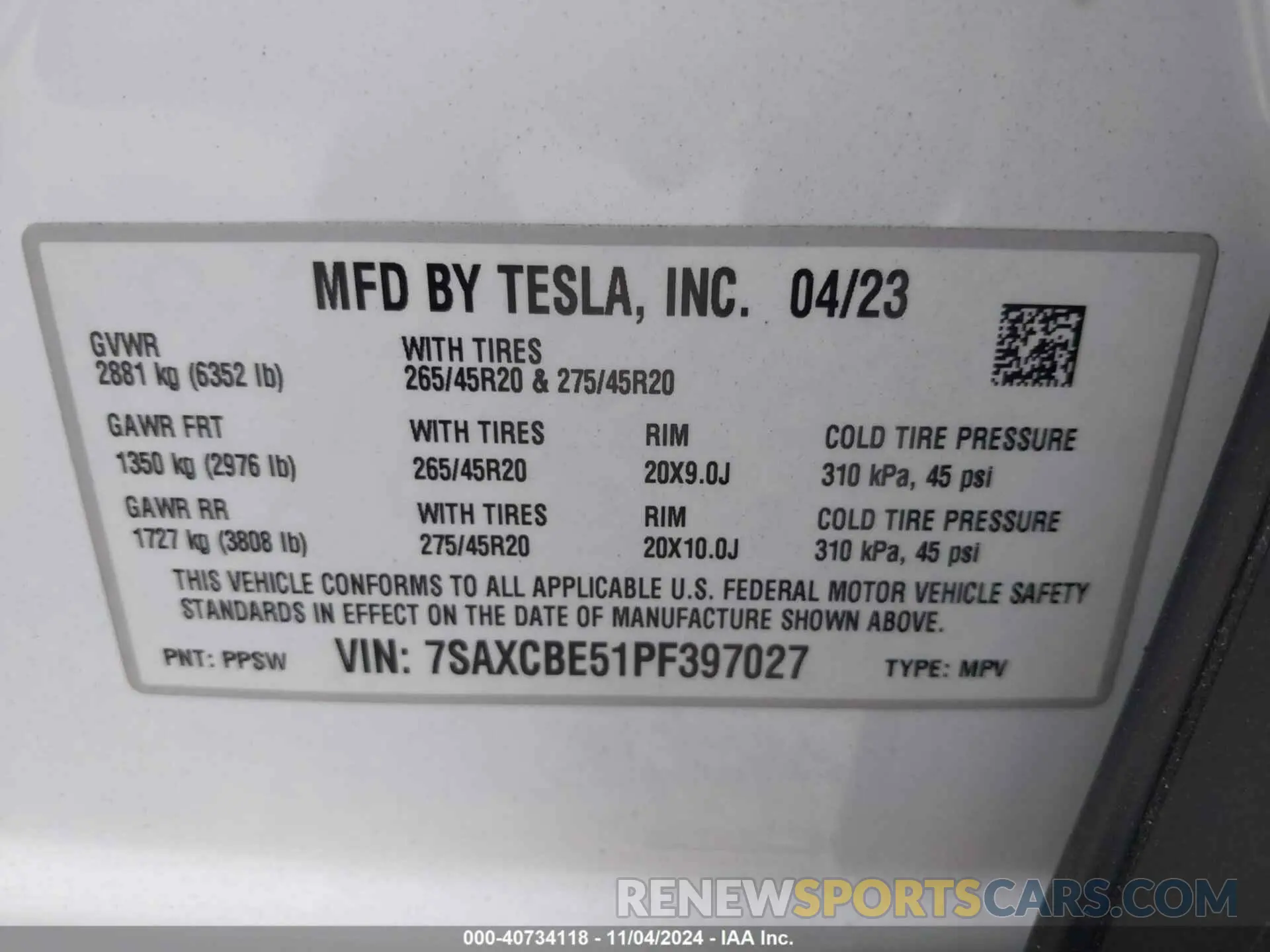 9 Фотография поврежденного автомобиля 7SAXCBE51PF397027 TESLA MODEL X 2023