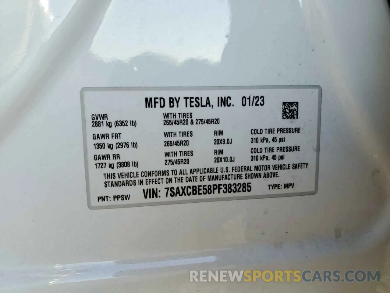 13 Photograph of a damaged car 7SAXCBE58PF383285 TESLA MODEL X 2023