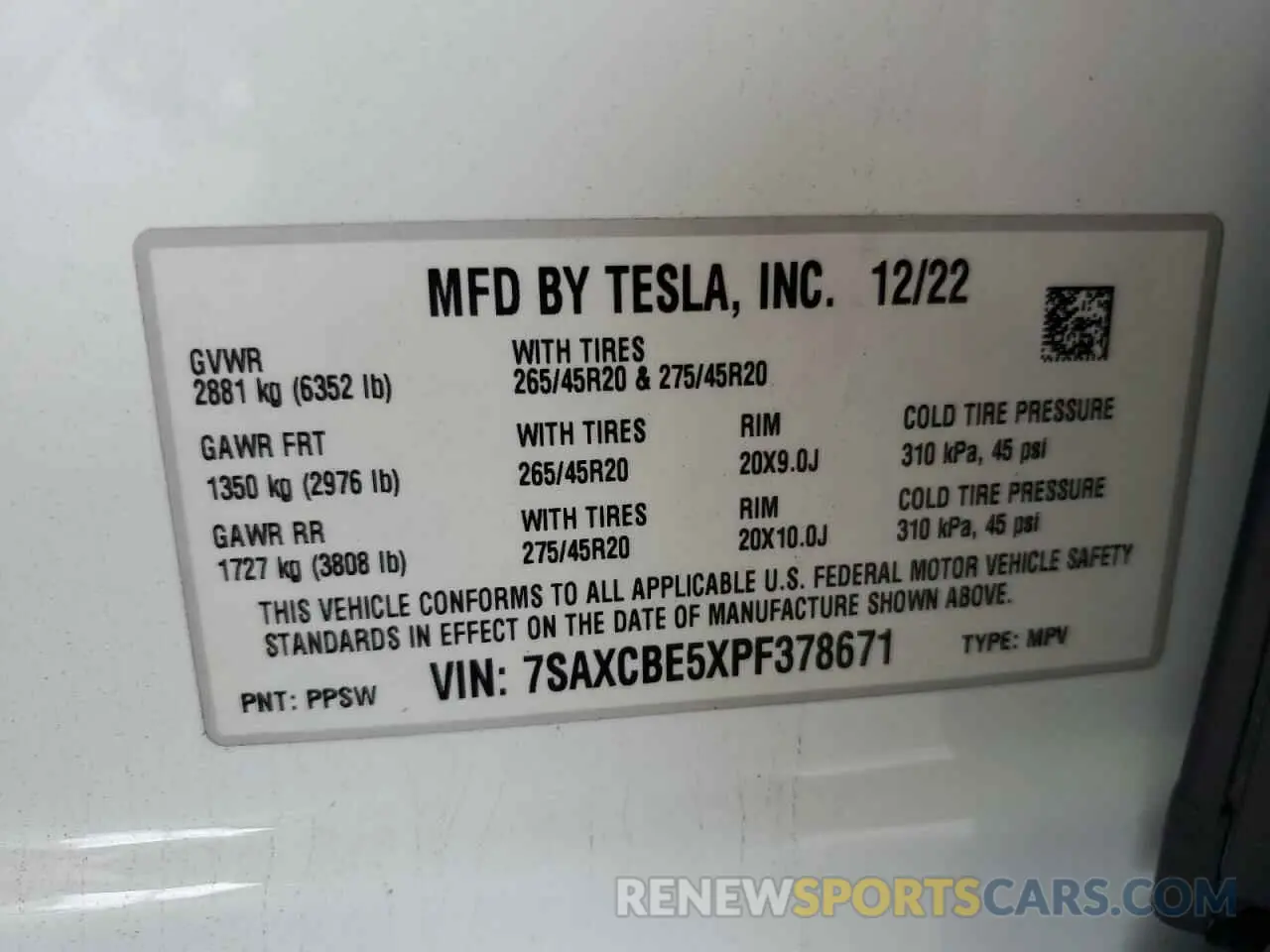 12 Фотография поврежденного автомобиля 7SAXCBE5XPF378671 TESLA MODEL X 2023
