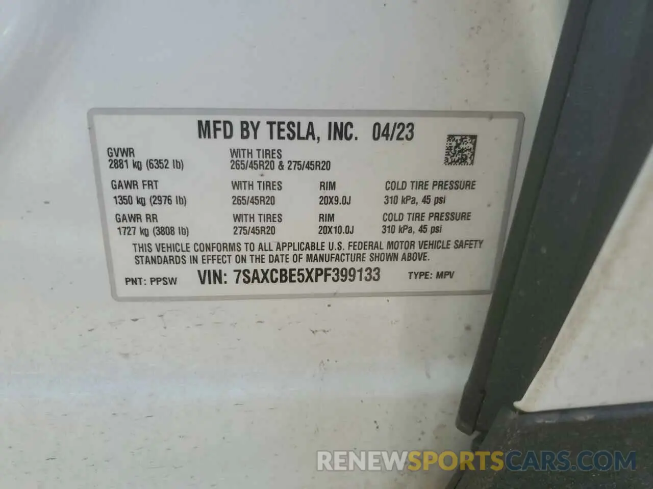 16 Фотография поврежденного автомобиля 7SAXCBE5XPF399133 TESLA MODEL X 2023