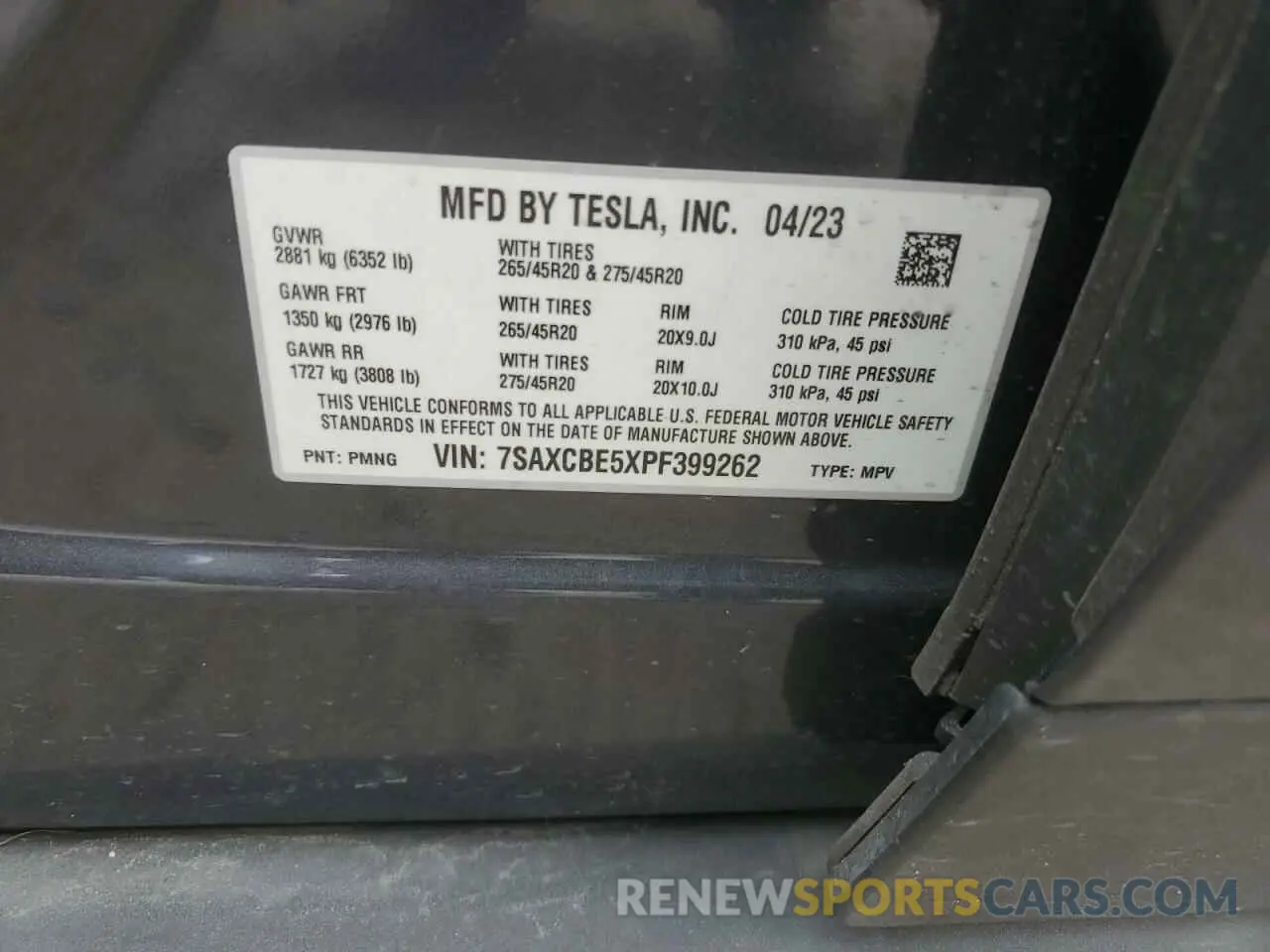 16 Фотография поврежденного автомобиля 7SAXCBE5XPF399262 TESLA MODEL X 2023
