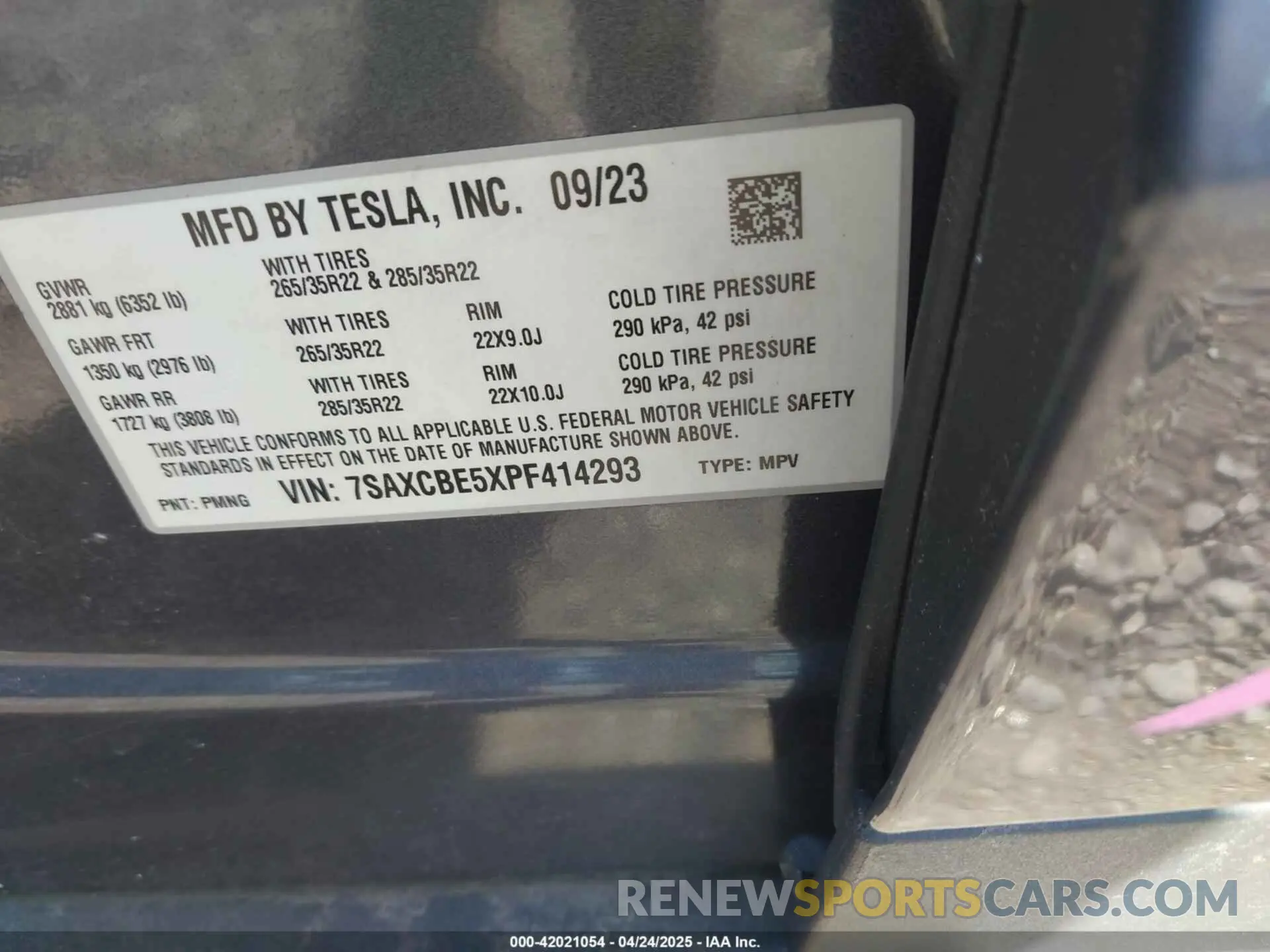 9 Фотография поврежденного автомобиля 7SAXCBE5XPF414293 TESLA MODEL X 2023