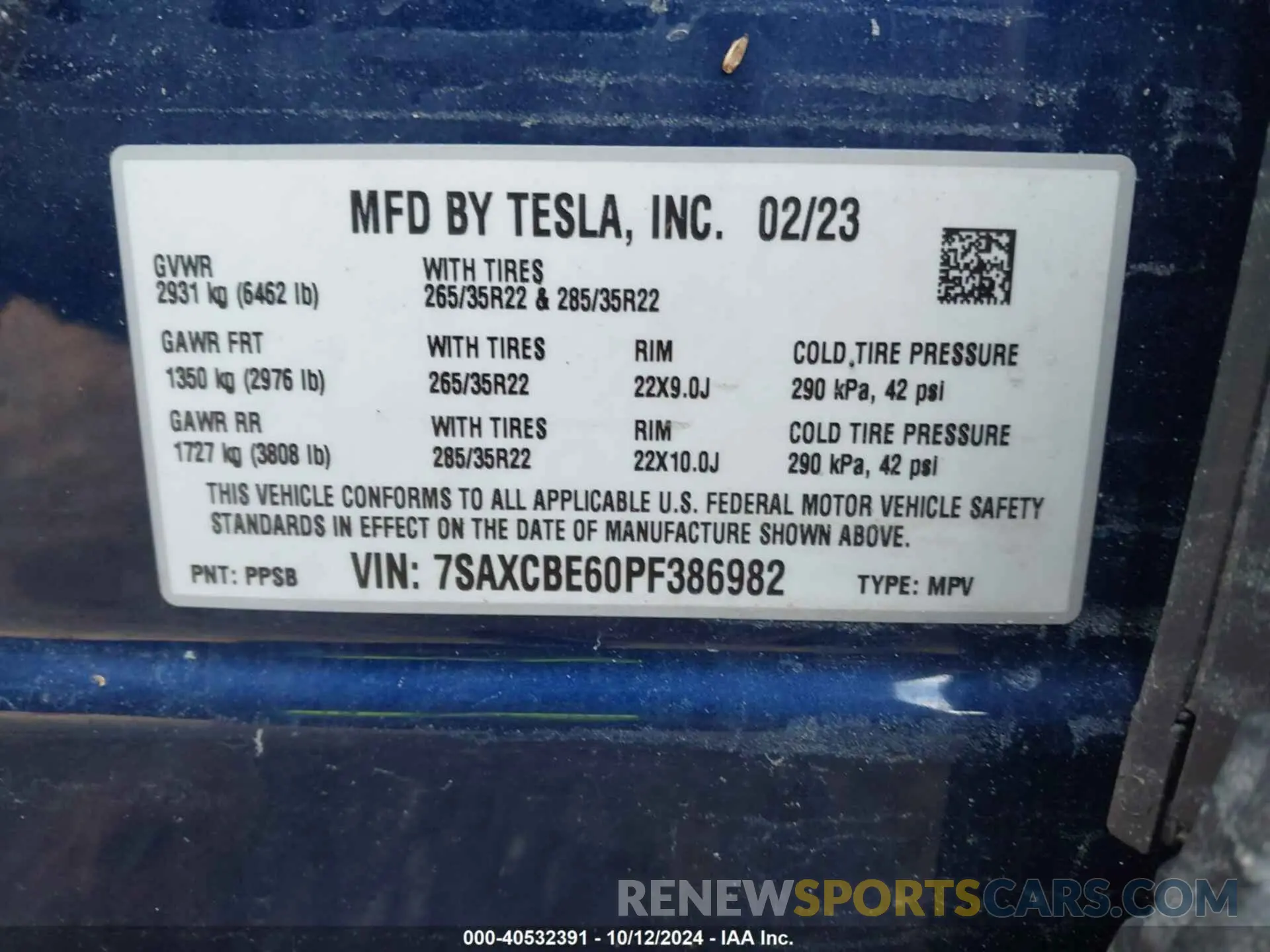 9 Фотография поврежденного автомобиля 7SAXCBE60PF386982 TESLA MODEL X 2023