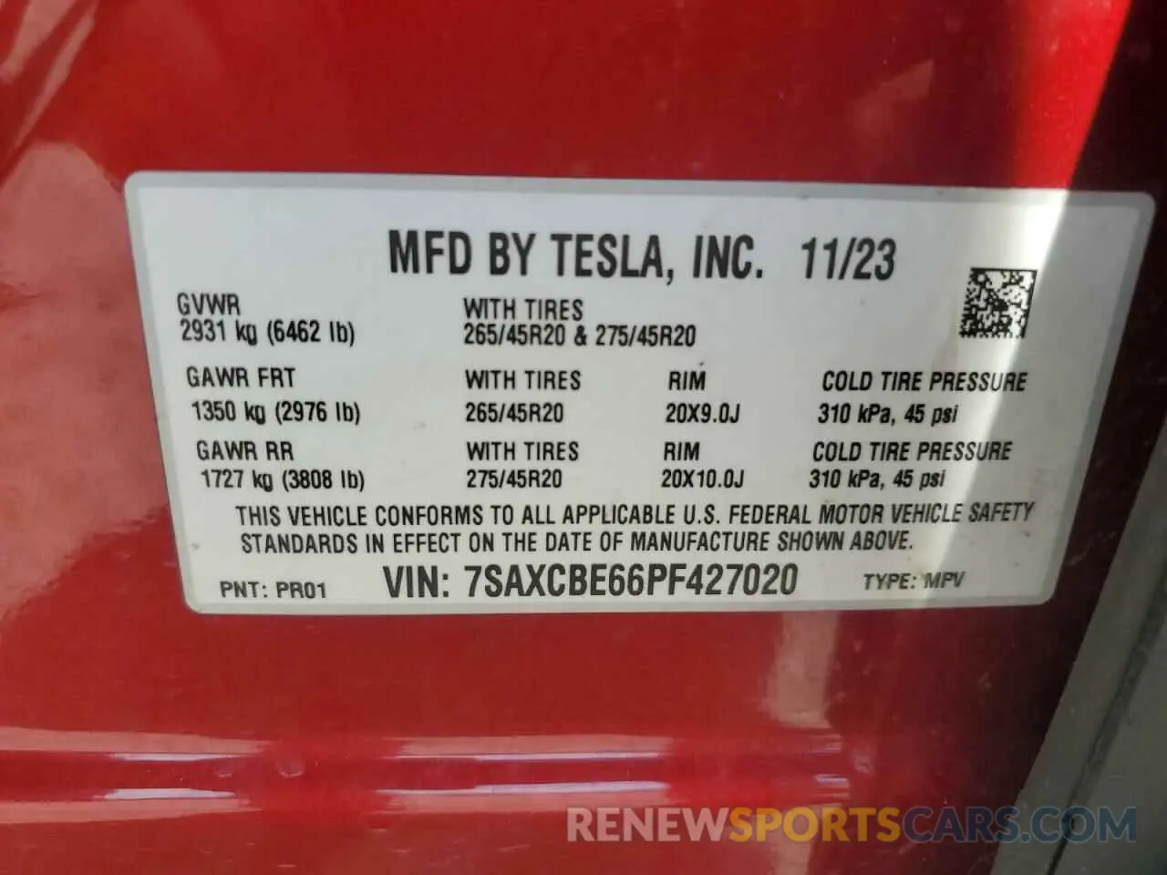 14 Фотография поврежденного автомобиля 7SAXCBE66PF427020 TESLA MODEL X 2023