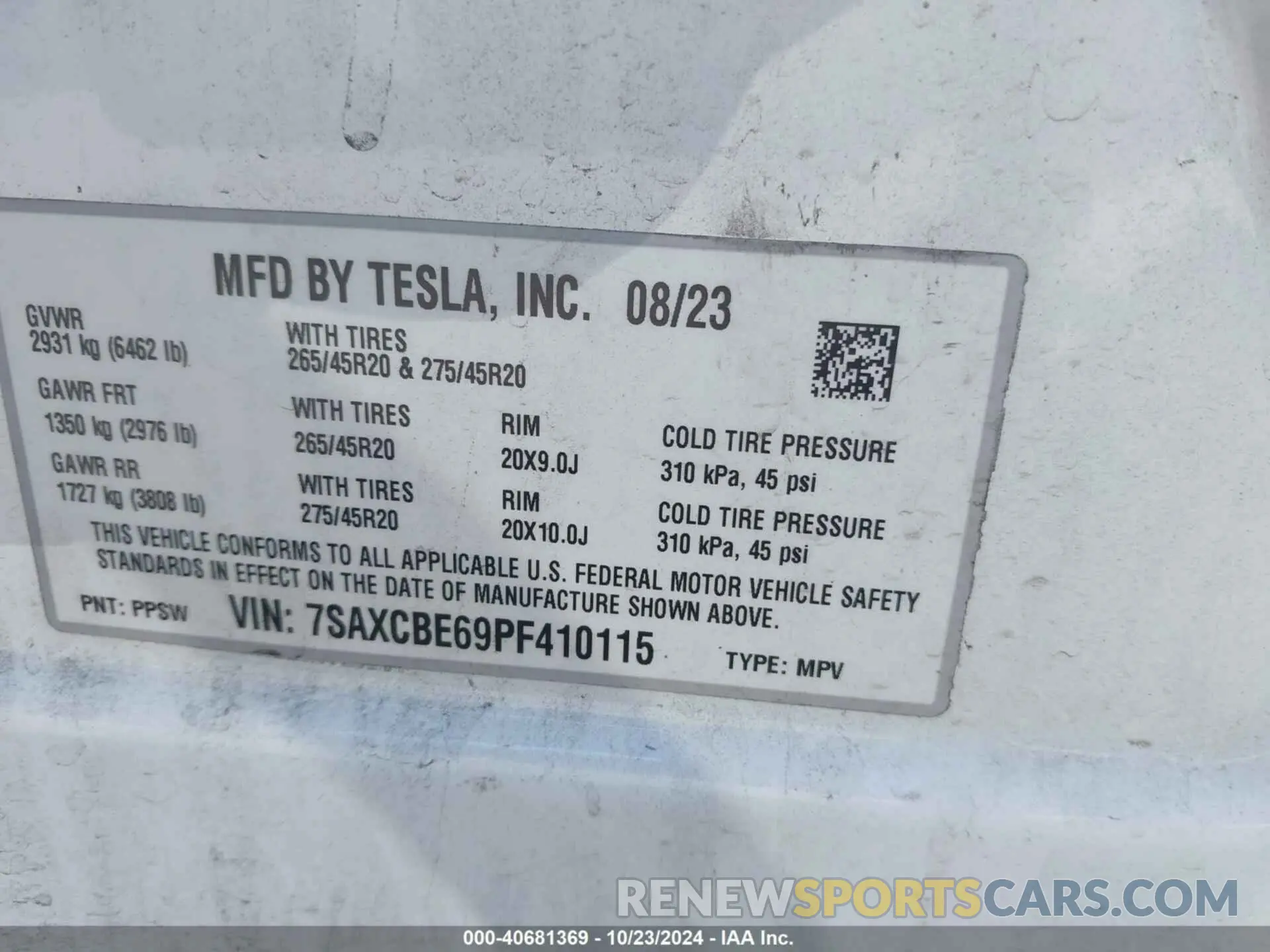 9 Фотография поврежденного автомобиля 7SAXCBE69PF410115 TESLA MODEL X 2023