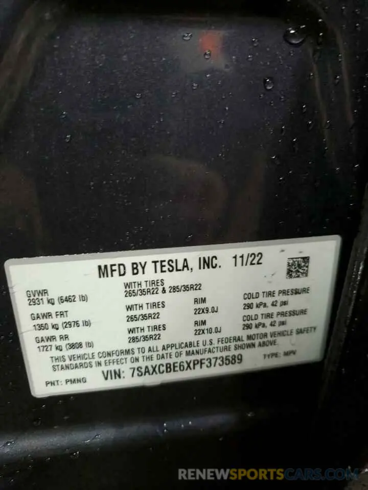 14 Photograph of a damaged car 7SAXCBE6XPF373589 TESLA MODEL X 2023