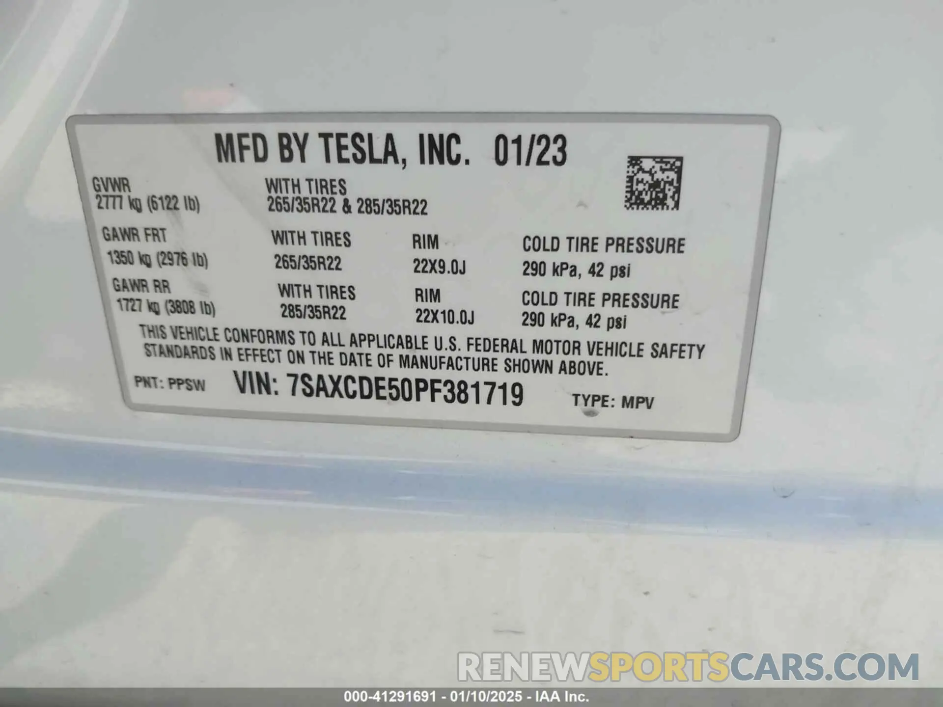 9 Фотография поврежденного автомобиля 7SAXCDE50PF381719 TESLA MODEL X 2023