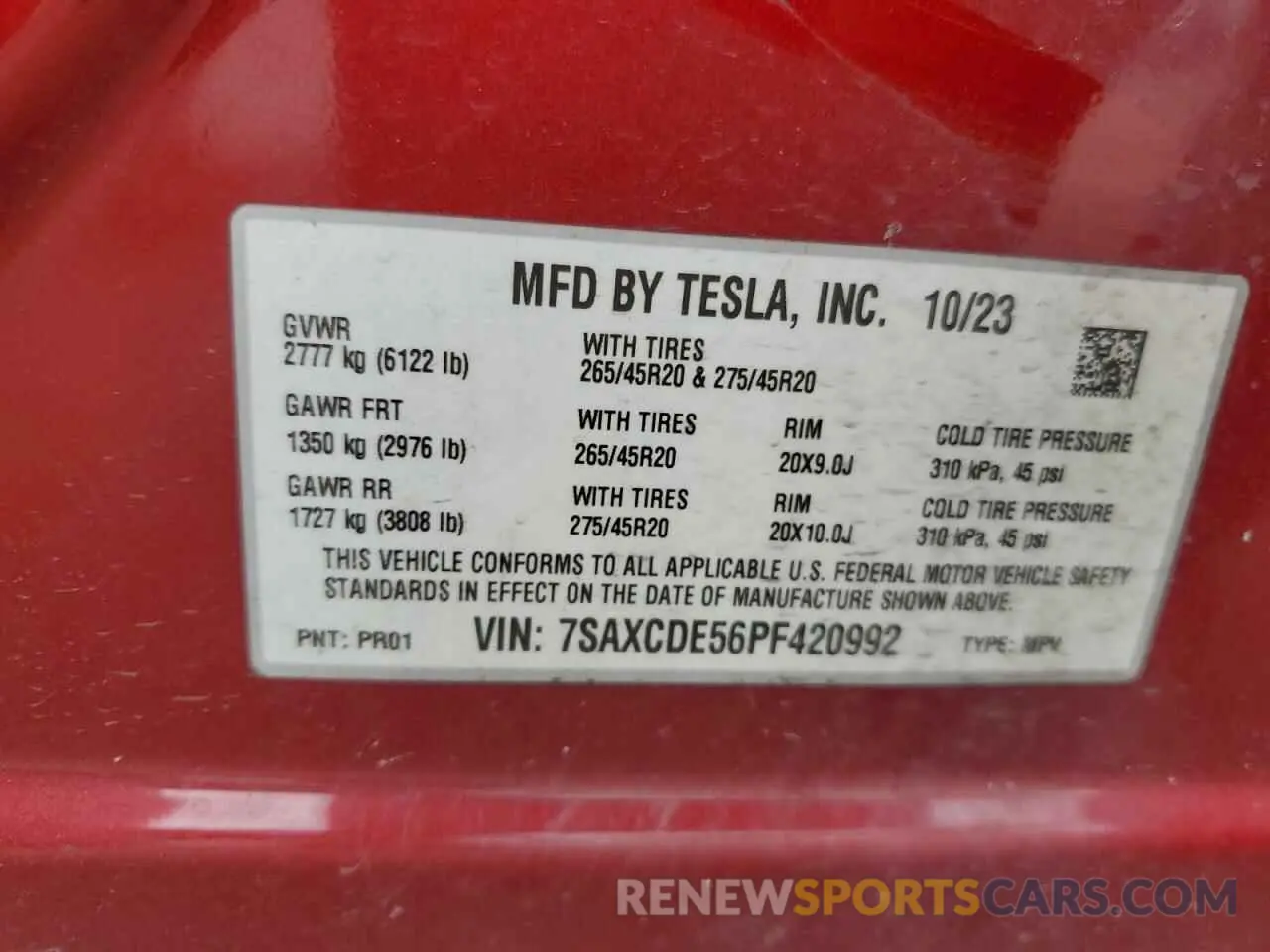15 Photograph of a damaged car 7SAXCDE56PF420992 TESLA MODEL X 2023