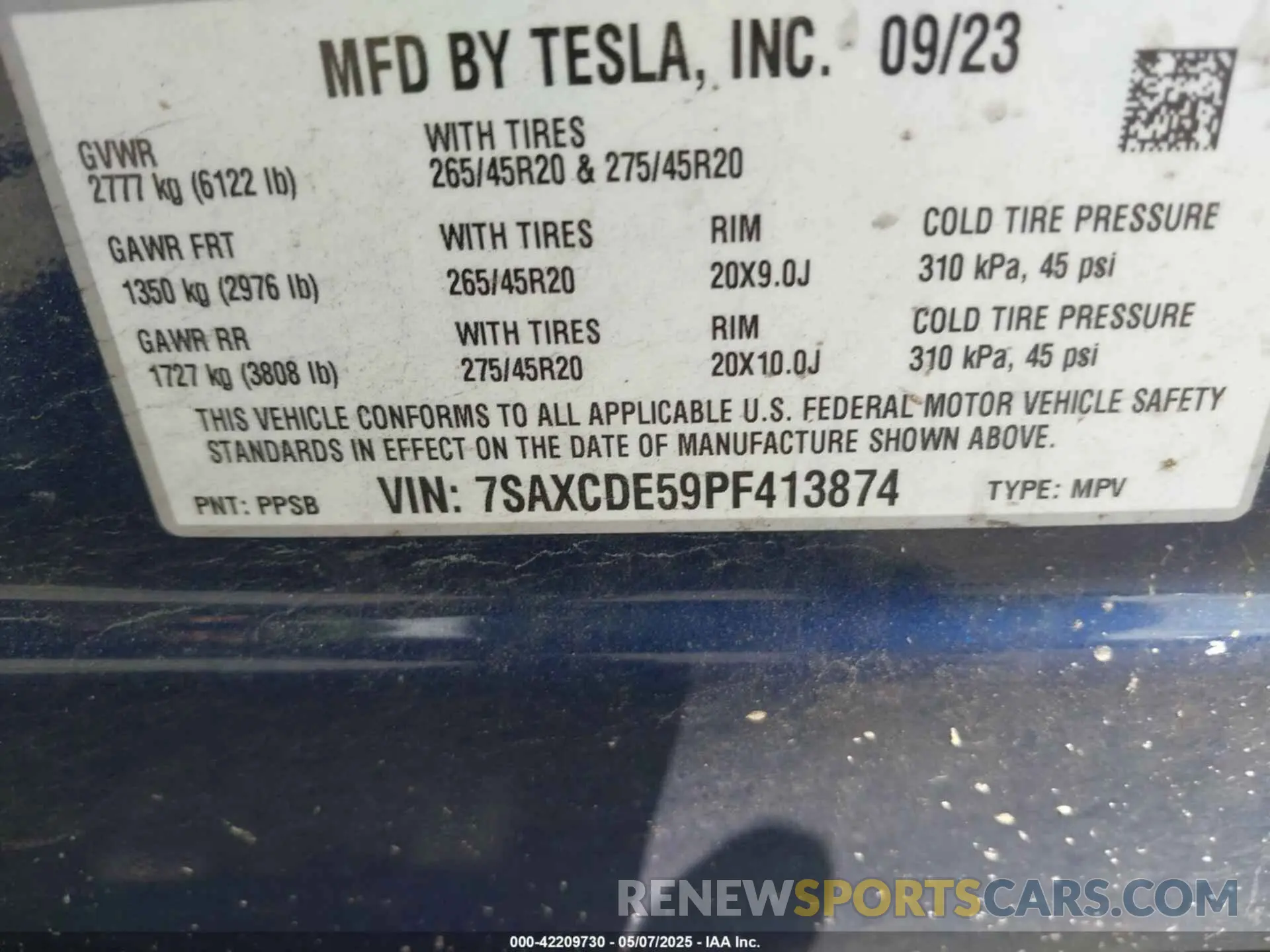 9 Photograph of a damaged car 7SAXCDE59PF413874 TESLA MODEL X 2023
