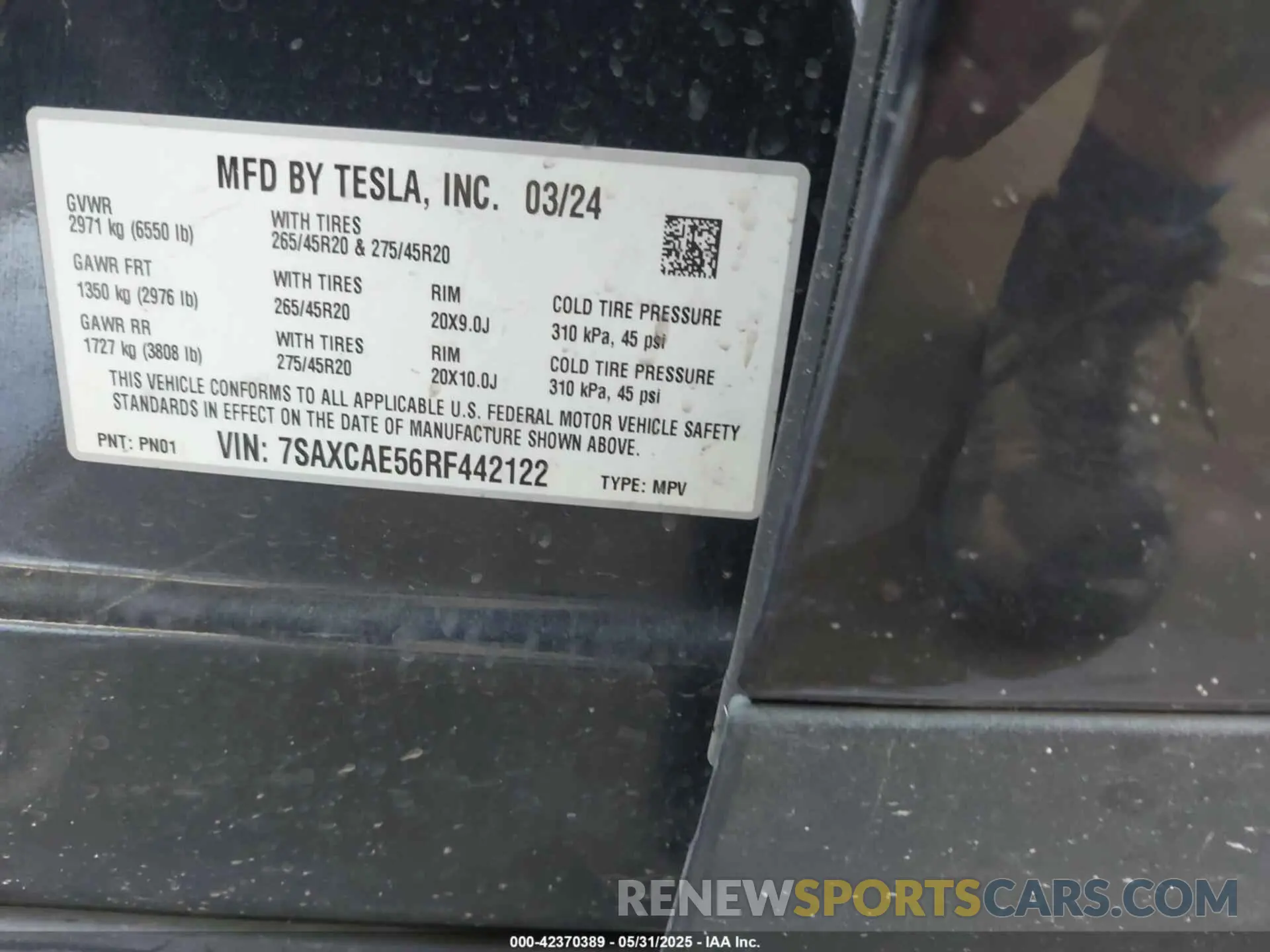 9 Photograph of a damaged car 7SAXCAE56RF442122 TESLA MODEL X 2024