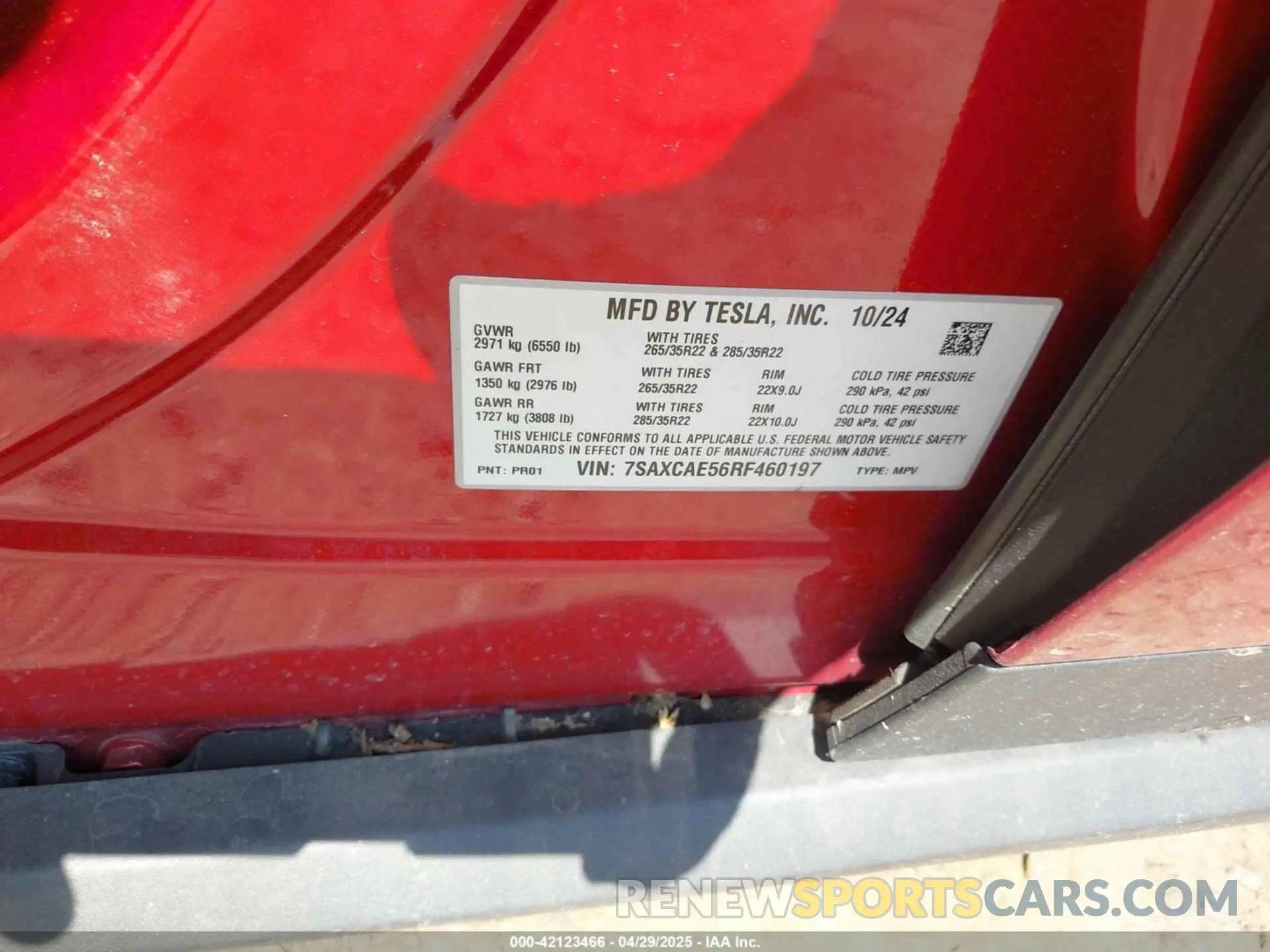 9 Photograph of a damaged car 7SAXCAE56RF460197 TESLA MODEL X 2024