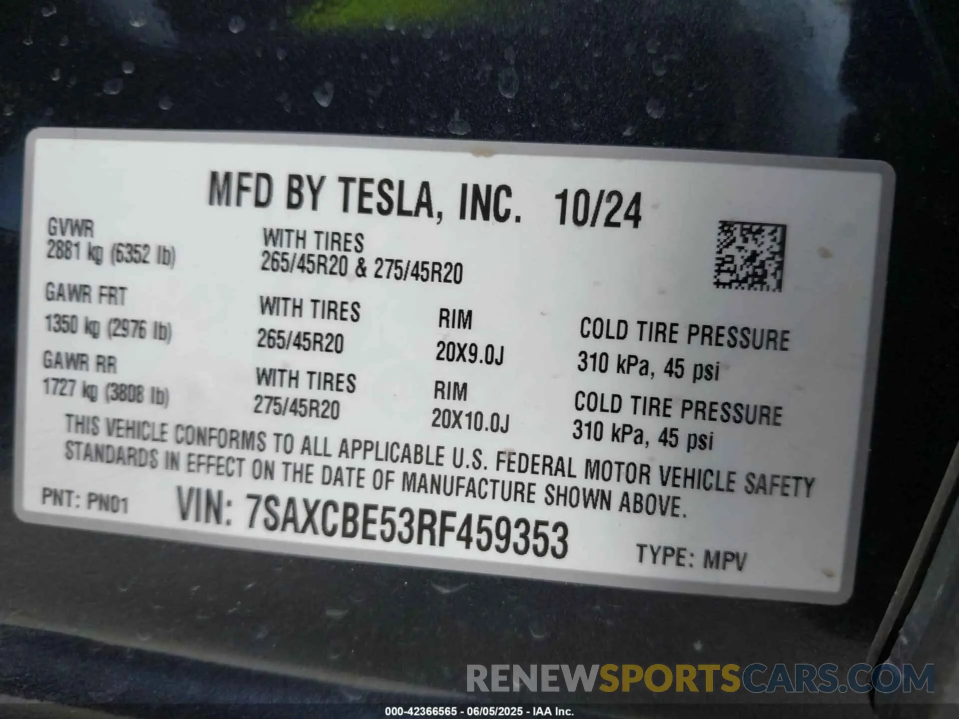 9 Photograph of a damaged car 7SAXCBE53RF459353 TESLA MODEL X 2024