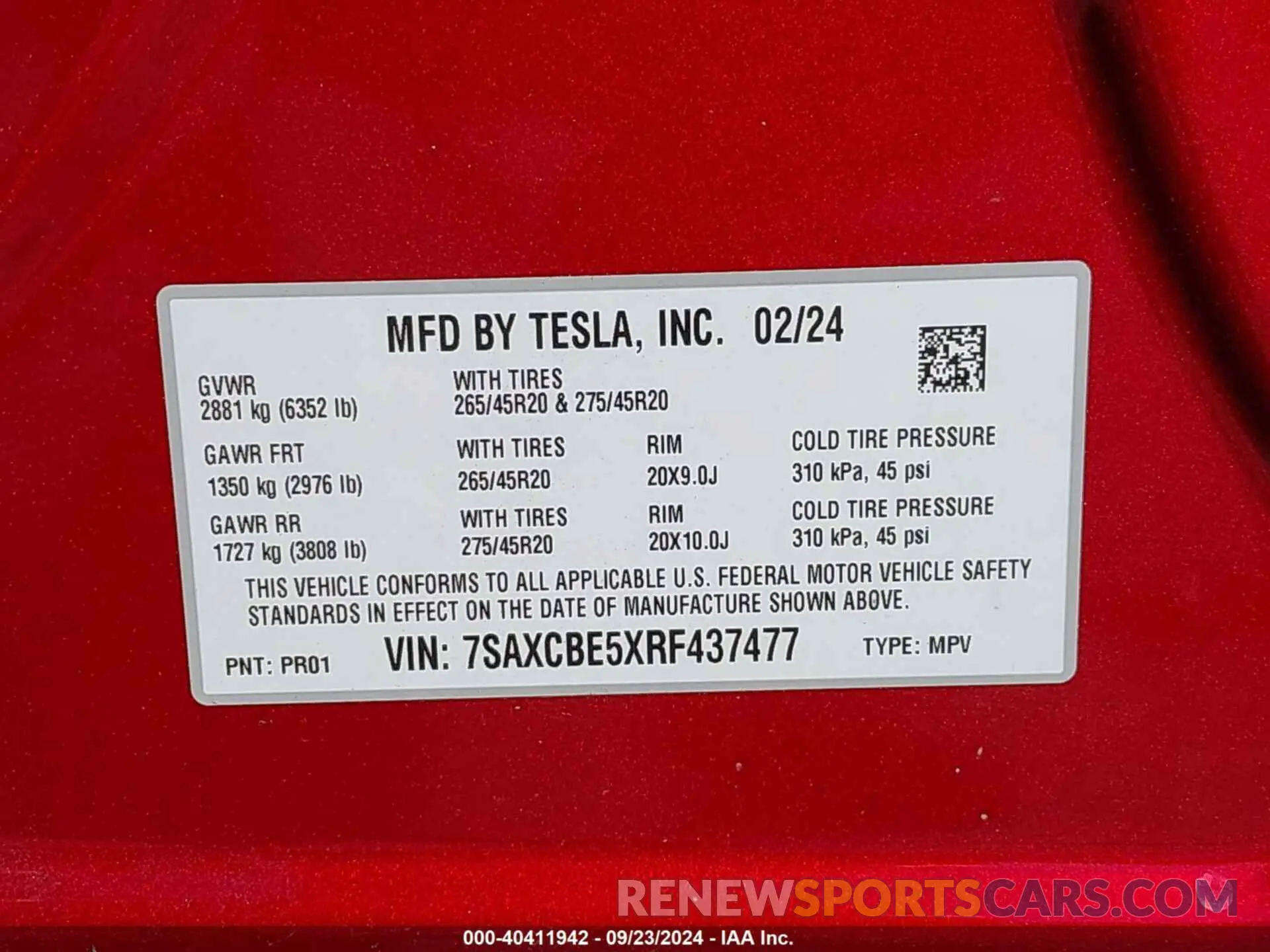 9 Фотография поврежденного автомобиля 7SAXCBE5XRF437477 TESLA MODEL X 2024