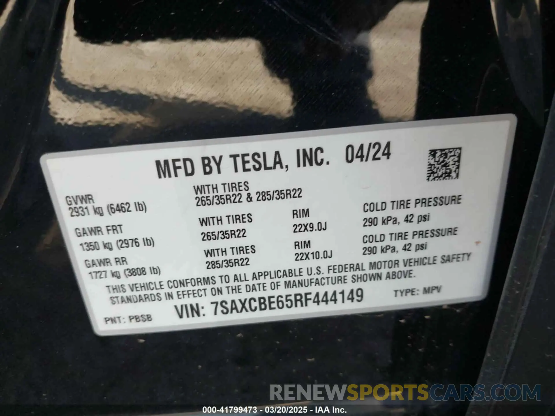9 Photograph of a damaged car 7SAXCBE65RF444149 TESLA MODEL X 2024