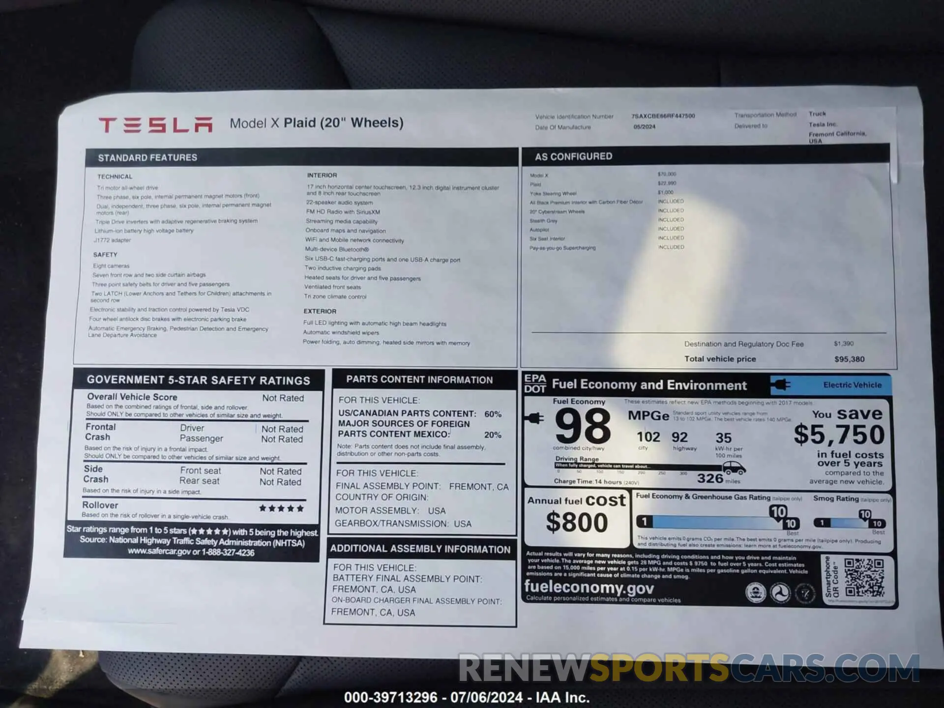 16 Photograph of a damaged car 7SAXCBE66RF447500 TESLA MODEL X 2024