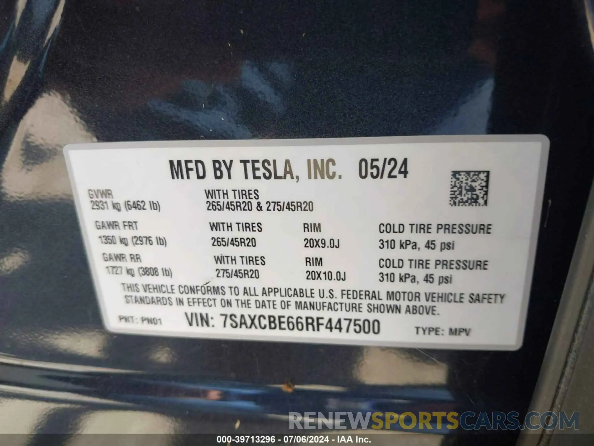 9 Photograph of a damaged car 7SAXCBE66RF447500 TESLA MODEL X 2024