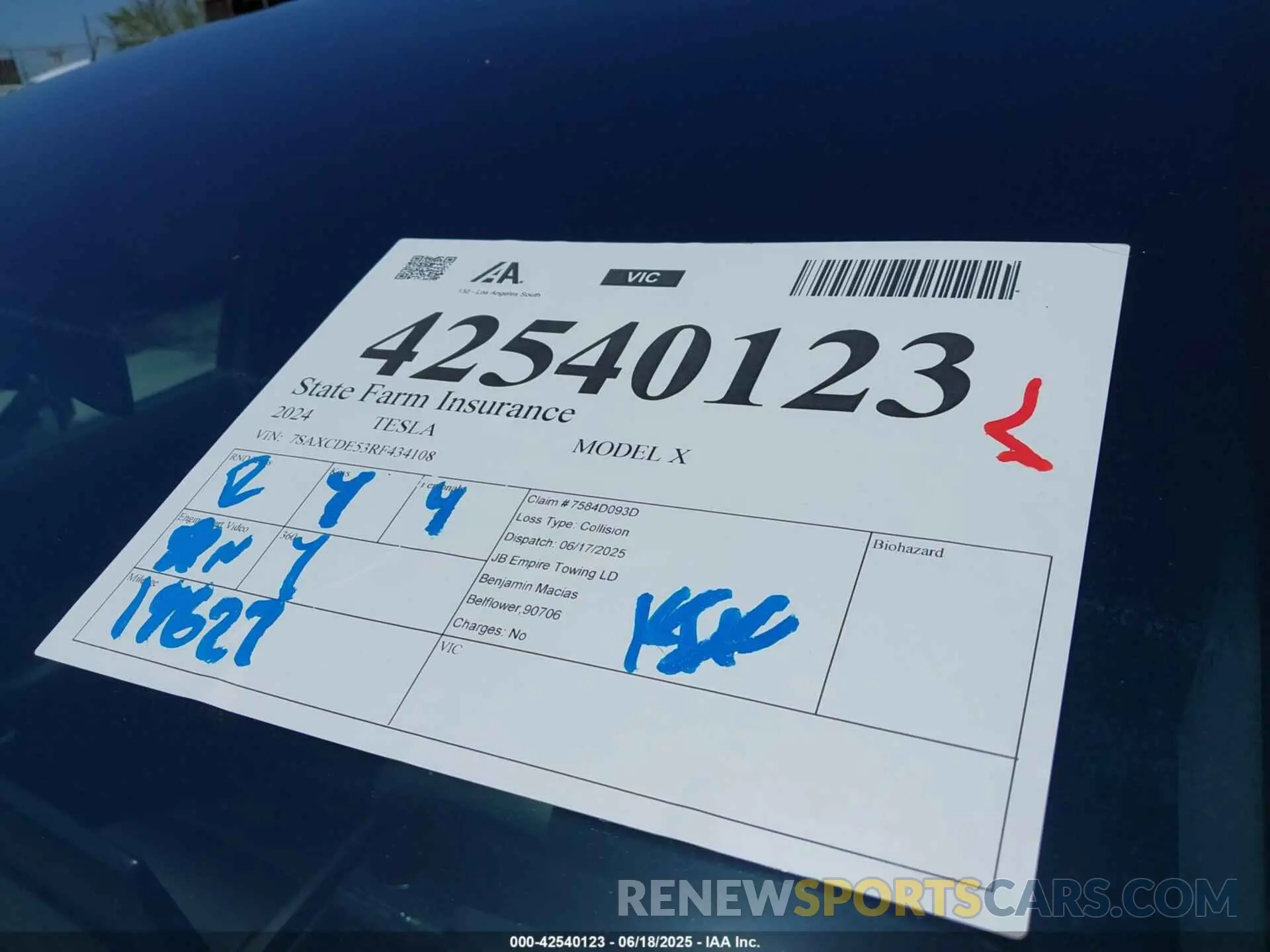 20 Фотография поврежденного автомобиля 7SAXCDE53RF434108 TESLA MODEL X 2024