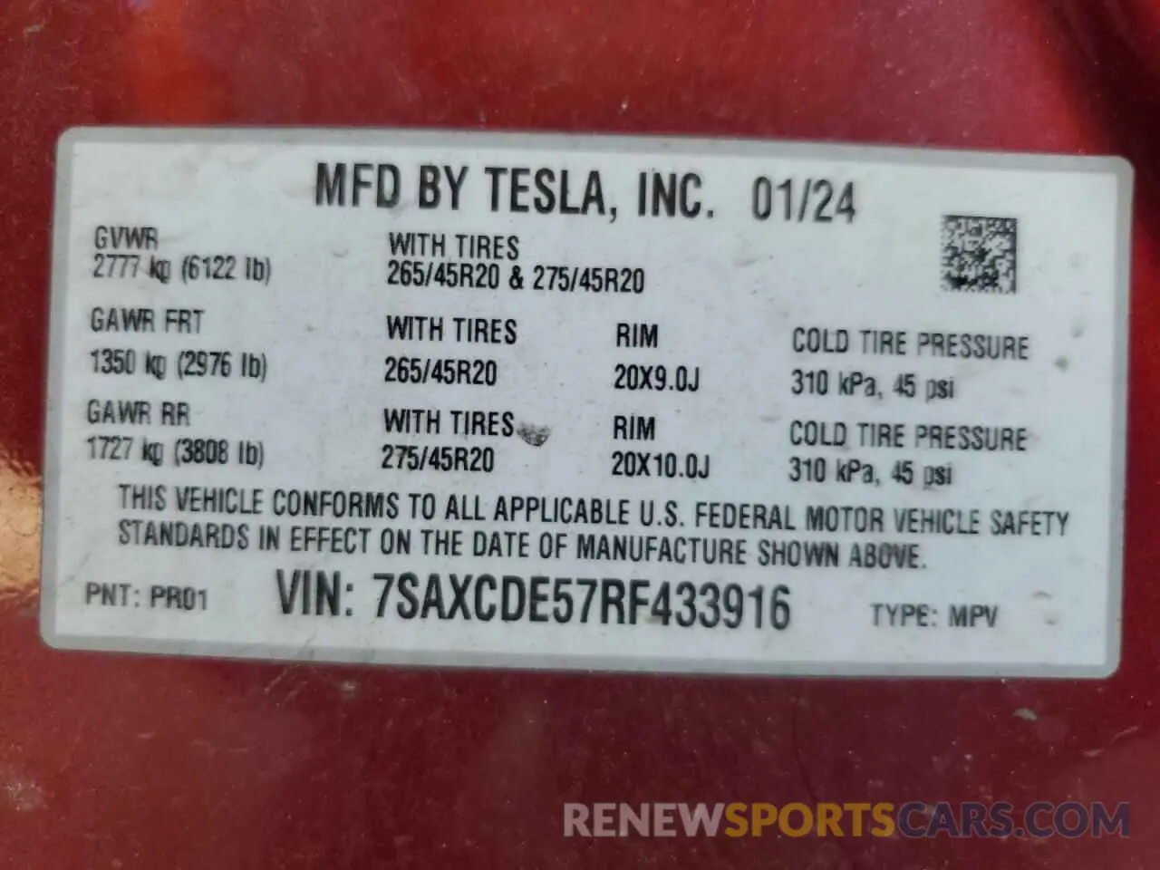14 Photograph of a damaged car 7SAXCDE57RF433916 TESLA MODEL X 2024