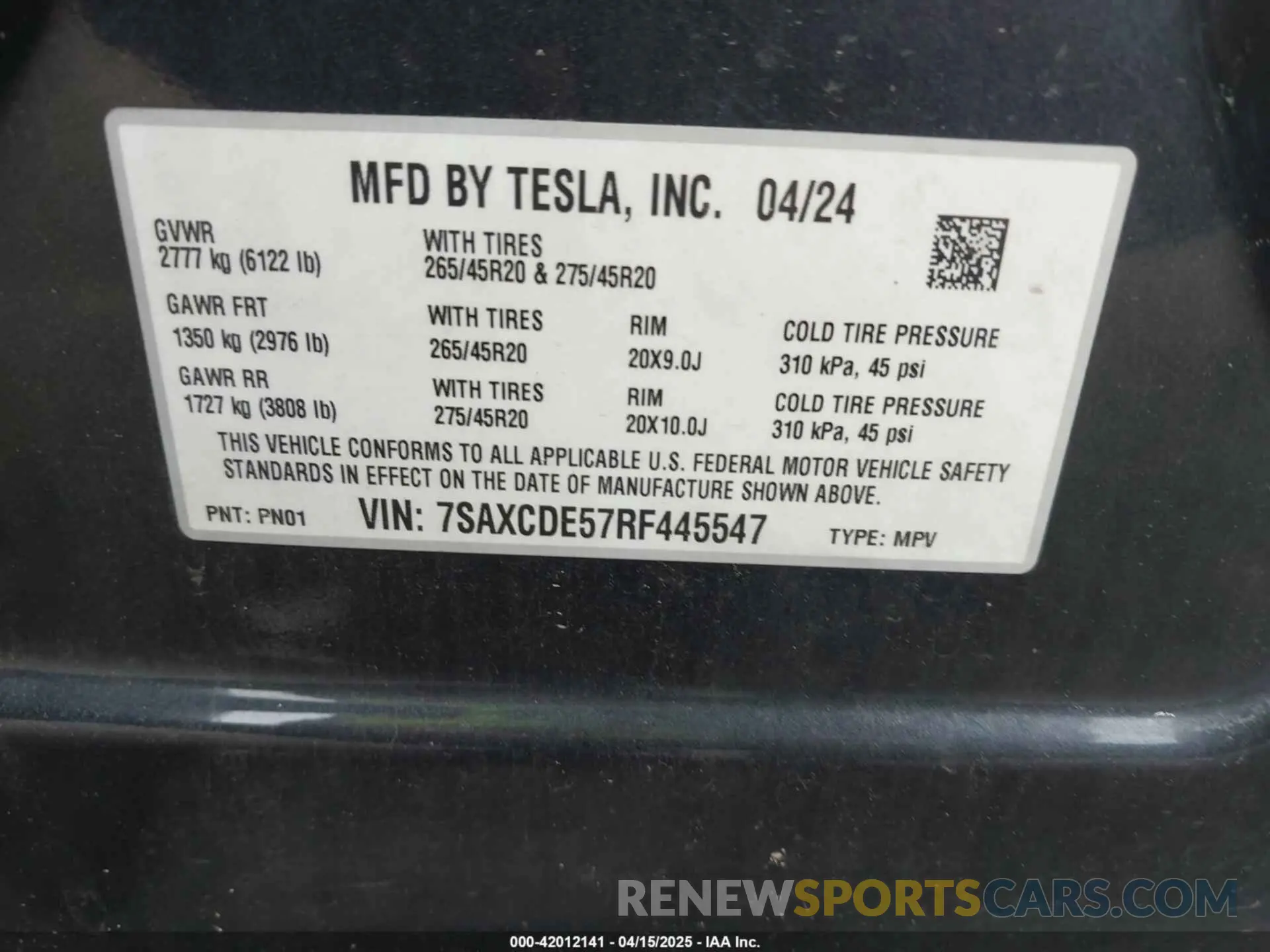 9 Фотография поврежденного автомобиля 7SAXCDE57RF445547 TESLA MODEL X 2024