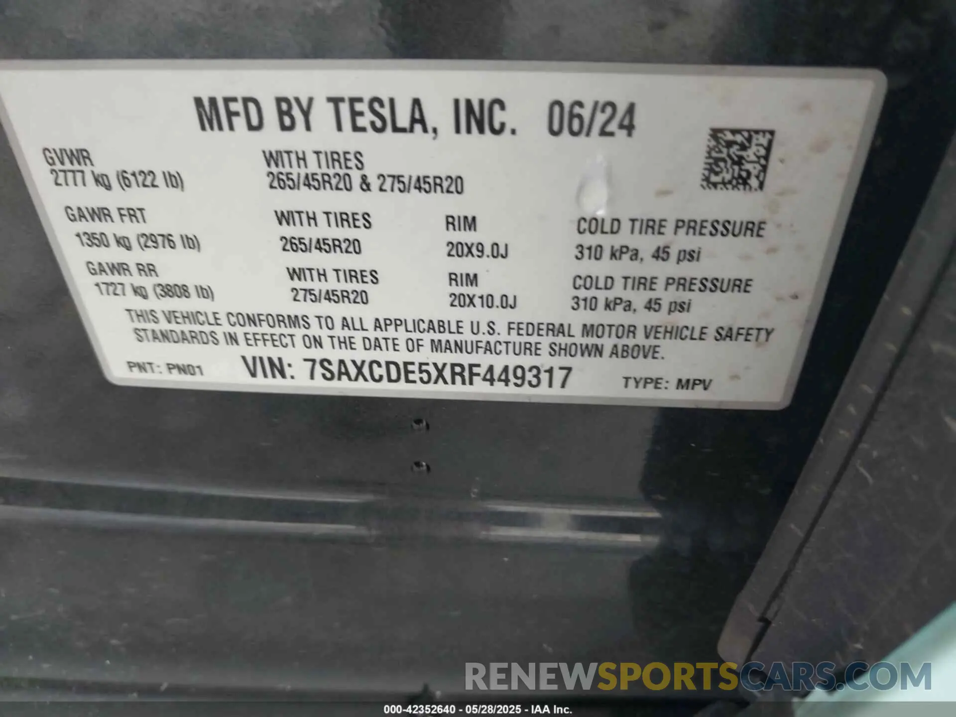 9 Фотография поврежденного автомобиля 7SAXCDE5XRF449317 TESLA MODEL X 2024