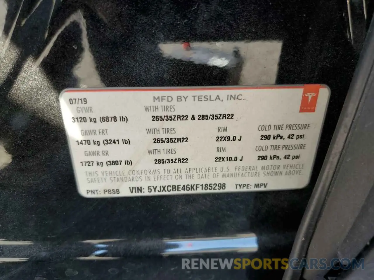 13 Photograph of a damaged car 5YJXCBE46KF185298 TESLA MODEL Y 2019