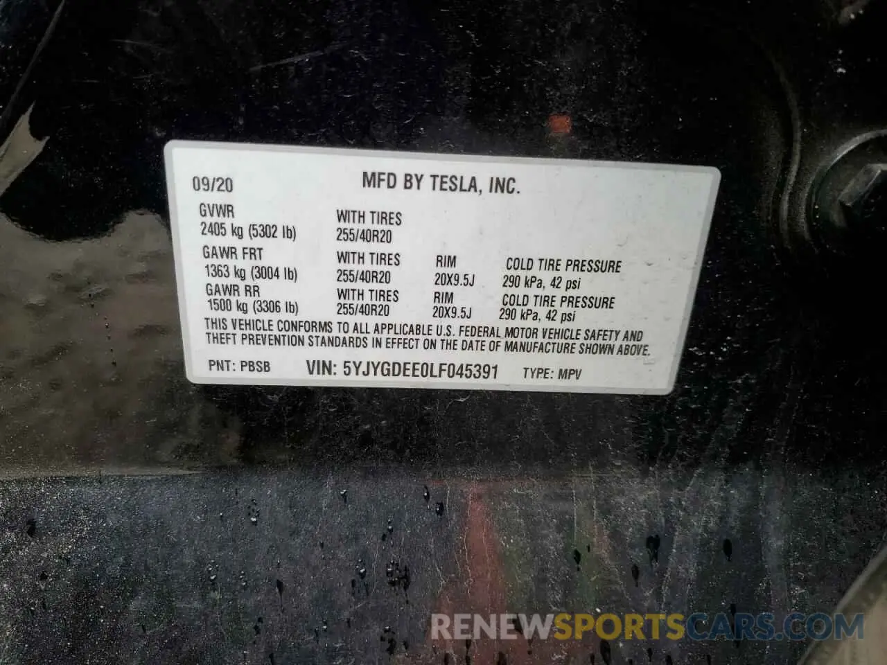 13 Photograph of a damaged car 5YJYGDEE0LF045391 TESLA MODEL Y 2020