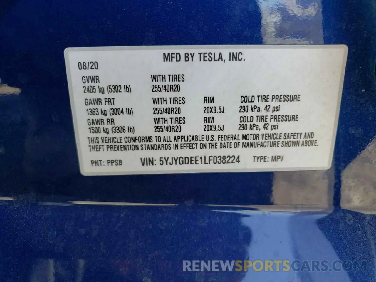 13 Photograph of a damaged car 5YJYGDEE1LF038224 TESLA MODEL Y 2020