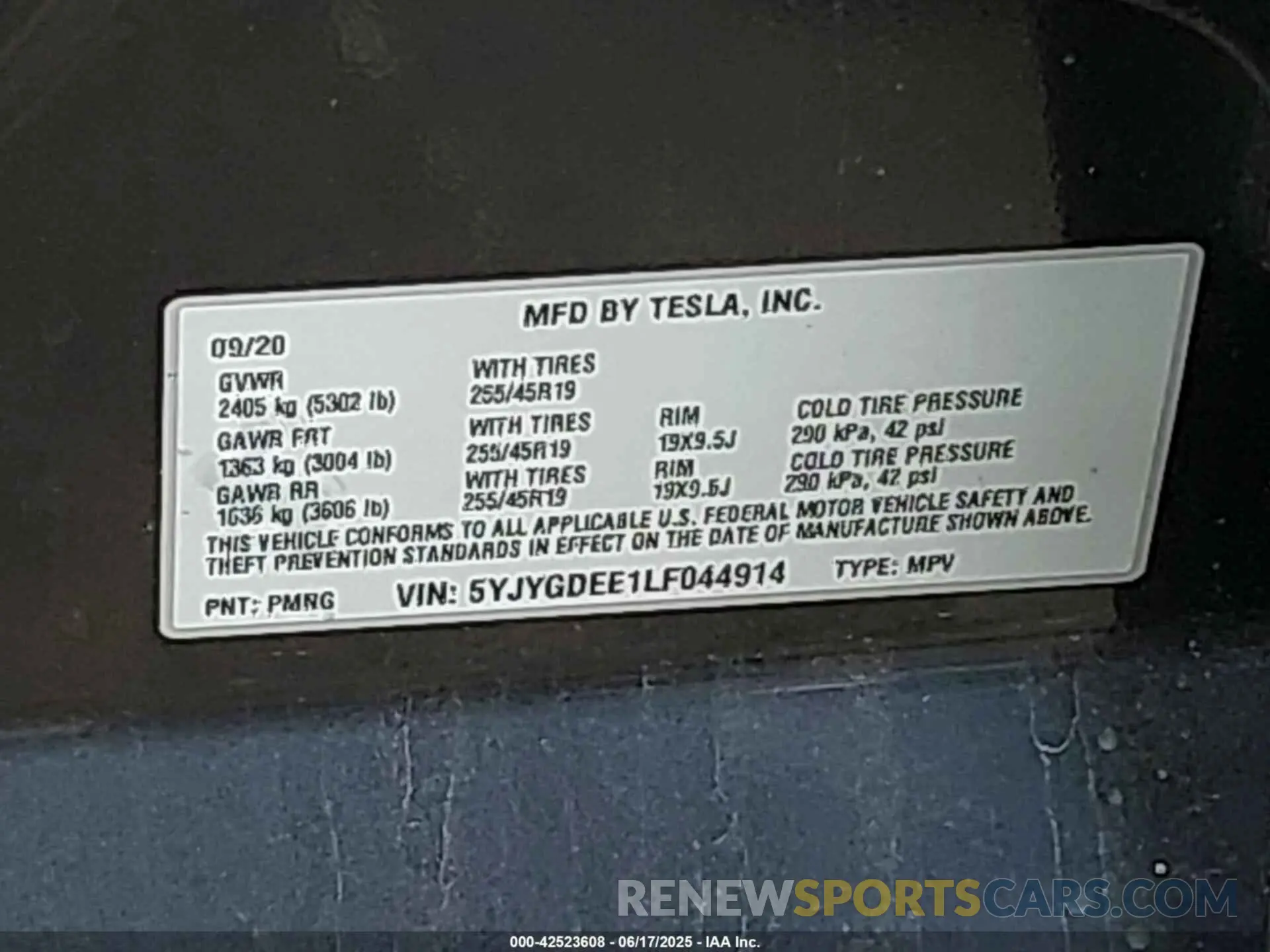 9 Photograph of a damaged car 5YJYGDEE1LF044914 TESLA MODEL Y 2020