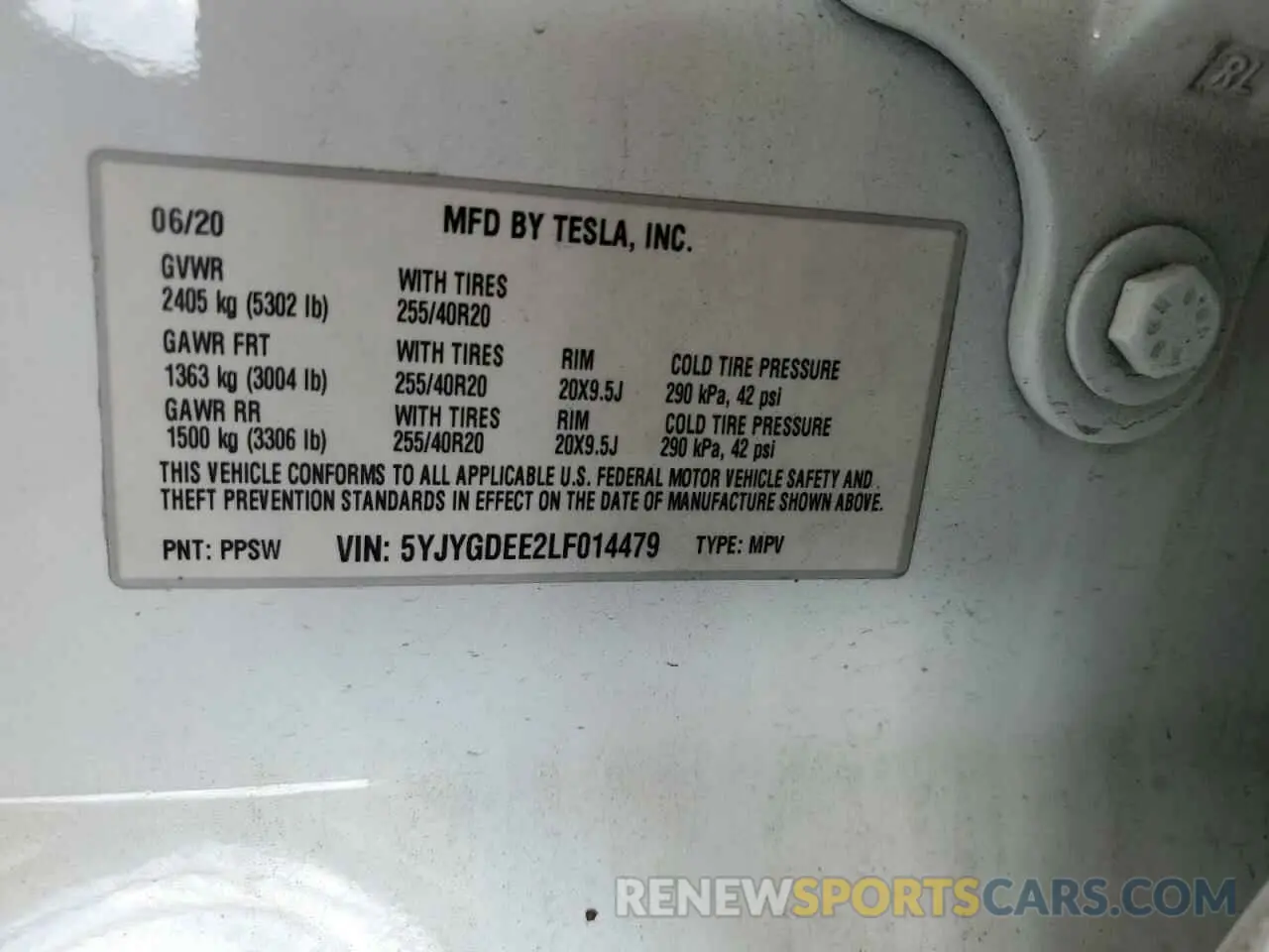 12 Photograph of a damaged car 5YJYGDEE2LF014479 TESLA MODEL Y 2020