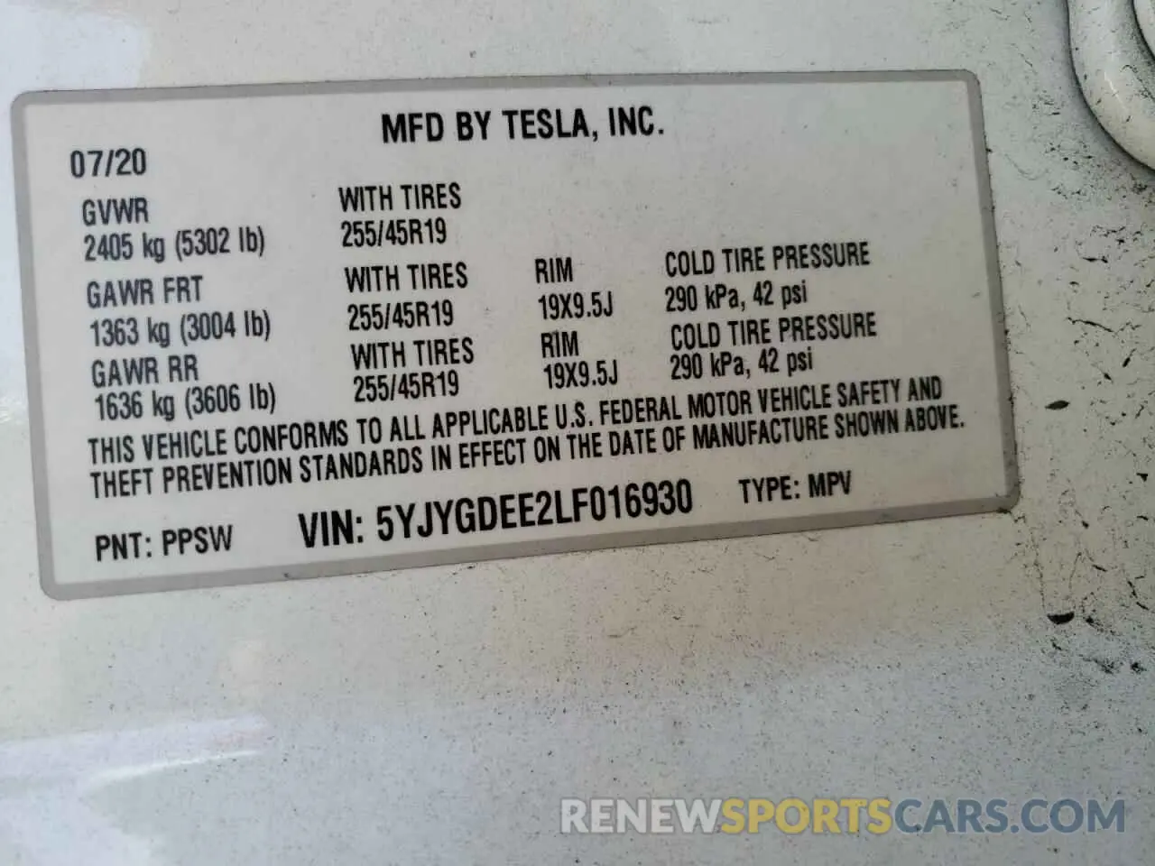 12 Photograph of a damaged car 5YJYGDEE2LF016930 TESLA MODEL Y 2020