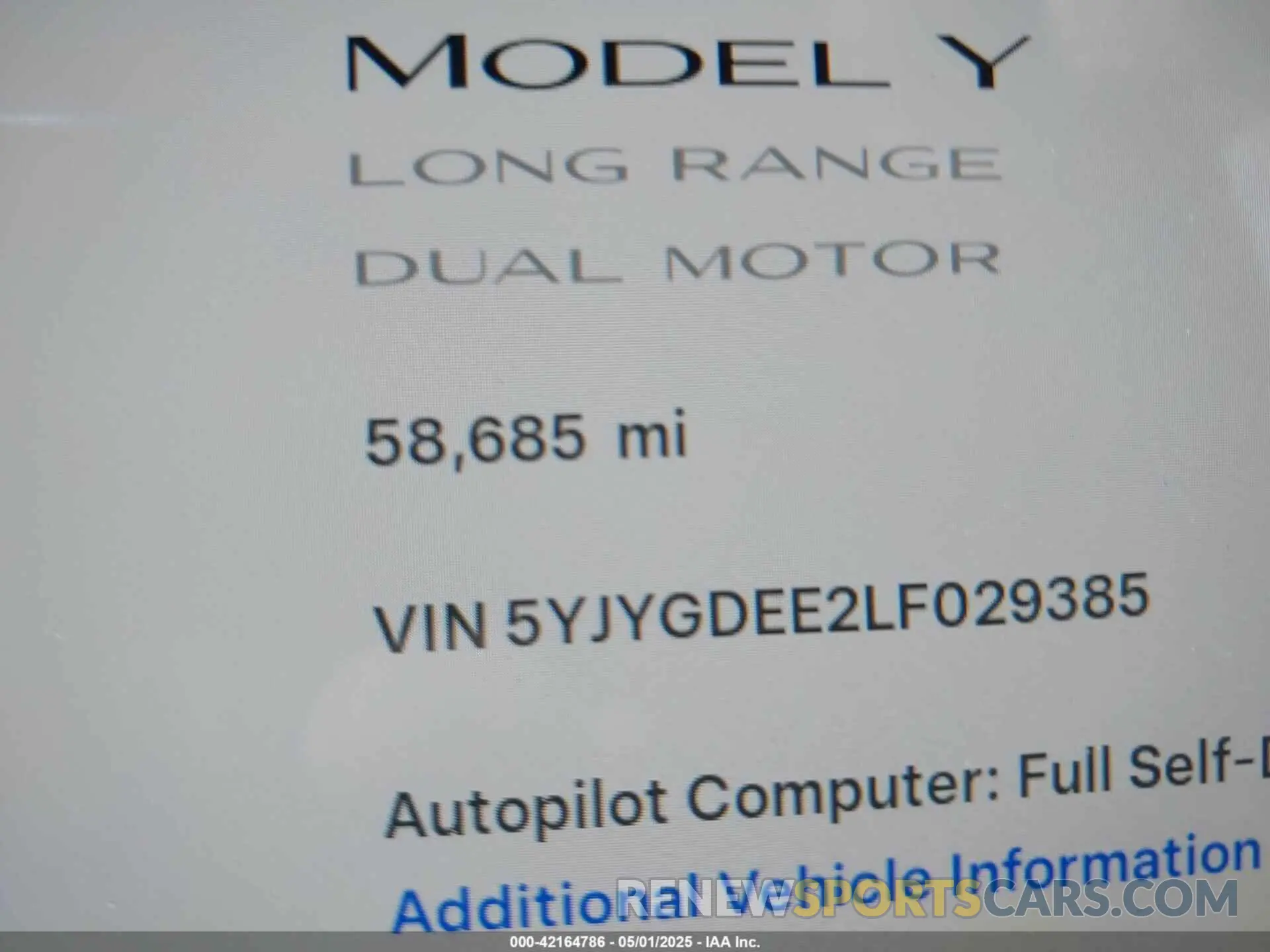7 Photograph of a damaged car 5YJYGDEE2LF029385 TESLA MODEL Y 2020