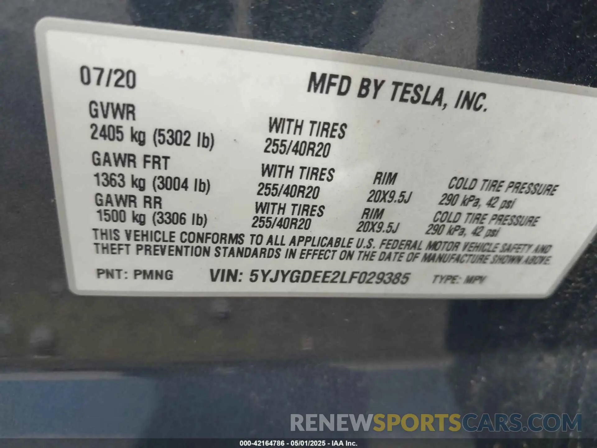 9 Photograph of a damaged car 5YJYGDEE2LF029385 TESLA MODEL Y 2020